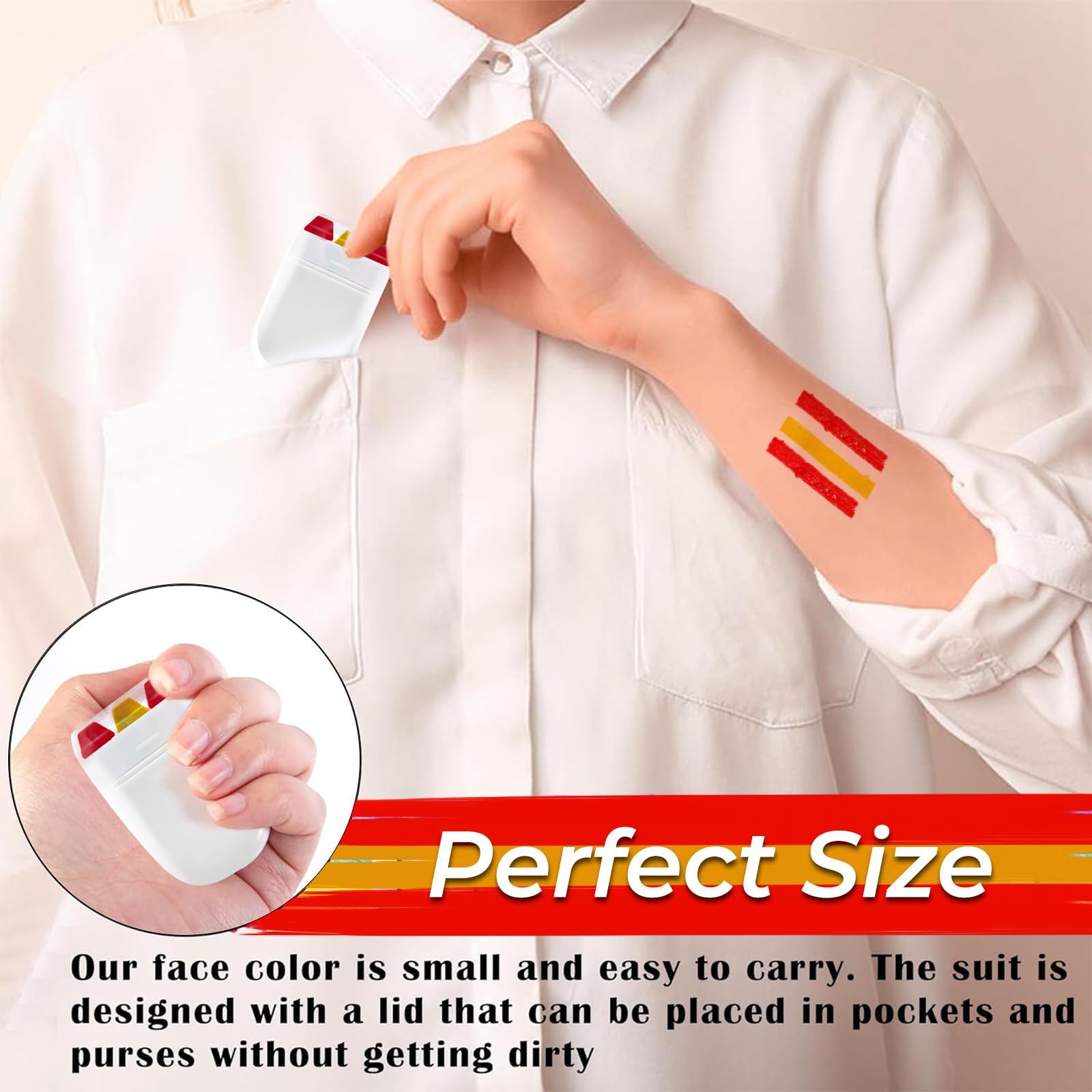 Face Painting Sticks Peinture Pour Le Visage Drapeau, Bâton De Pinceau à Rayures 2/3 Couleurs Avec 10 Feuilles D'autocollants Temporaires, Pour Festivals, événements Sportifs, Euro, Fêtes Et Carnaval