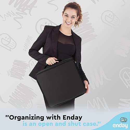 Vista 6 de Enday Carpeta con cremallera de 2 pulgadas, capacidad de 880 hojas, 5 bolsillos, carpeta de archivos expandible con mango duradero, color negro