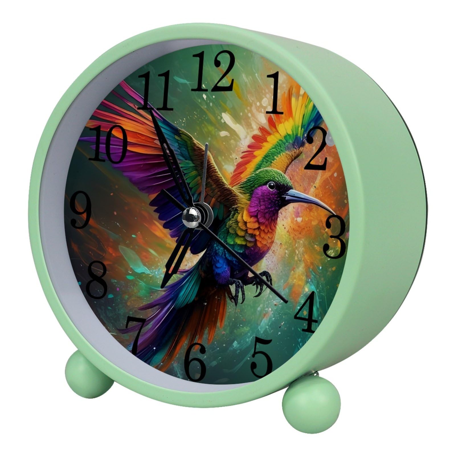 etoenbrc Watercolor Butterfly Silent Analog Alarm Clock Small Battery Operated Clock Slient Plastic Table Clock for Living Room Bedroom Color254