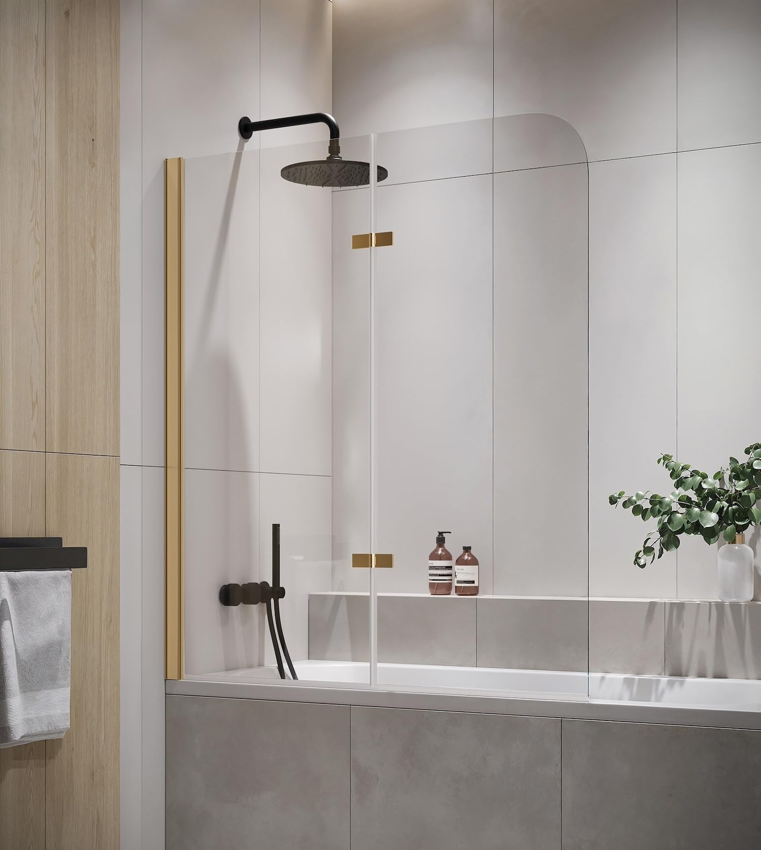 Badewanne Austin Gold 5mm mit Nanobeschichtung 120 x 140cm Duschwand Duschabtrennung Badewannenaufsatz