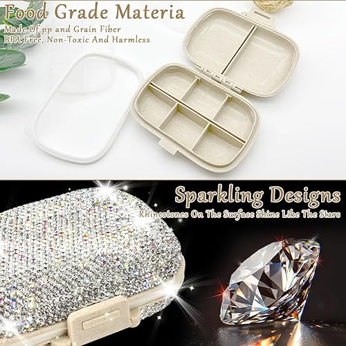 Miniatura 3 de zxbaers Pastillero de viaje portátil, 8 compartimentos, pequeño, diario, semanal, pastillero para bolsa, organizador de píldoras, soporte para