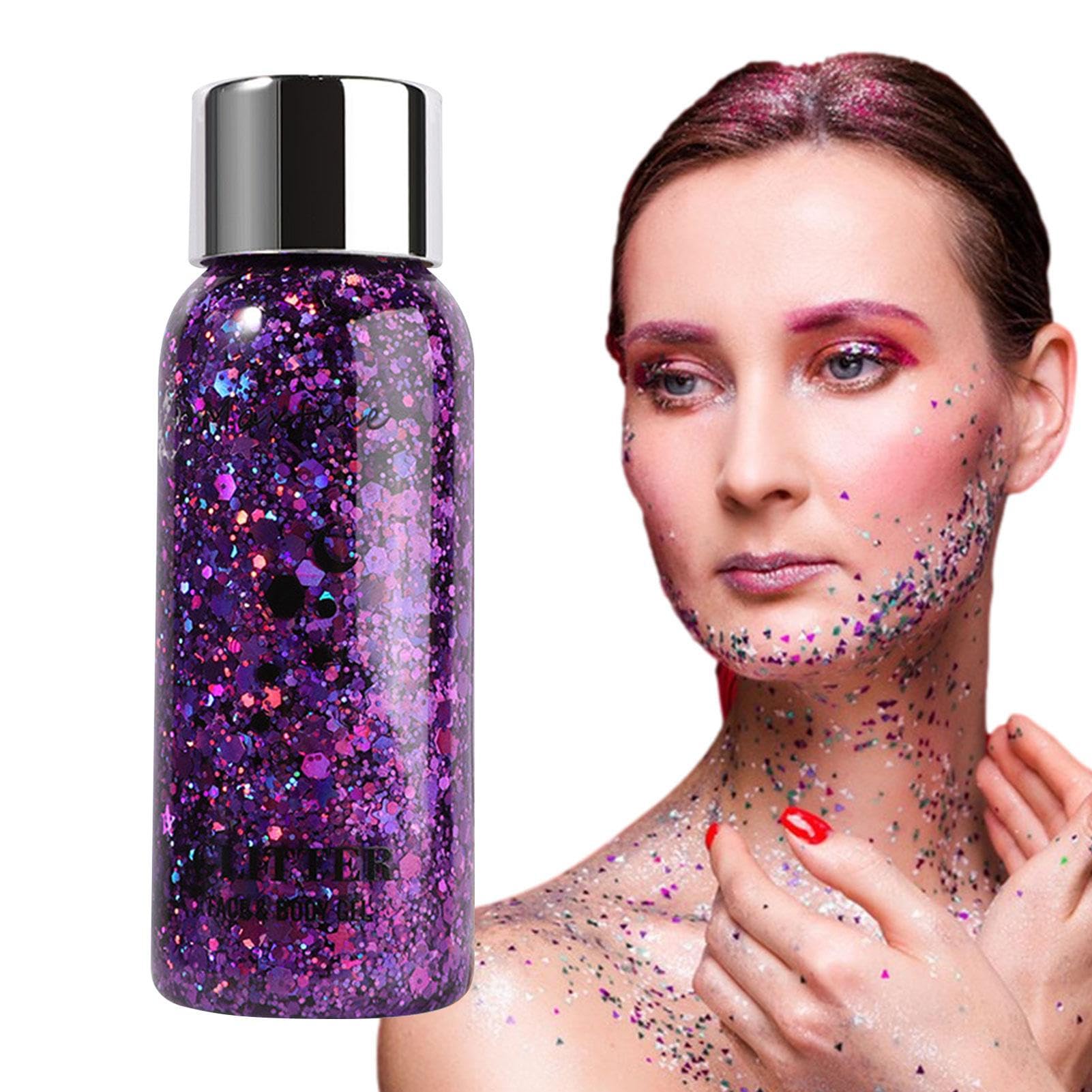 Gel Brillo Corporal | Gel con purpurina para sirena | Pintura facial con purpurina lentejuelas secado rápido, purpurina gruesa para el pelo los labios los ojos, gel Puzzlegame