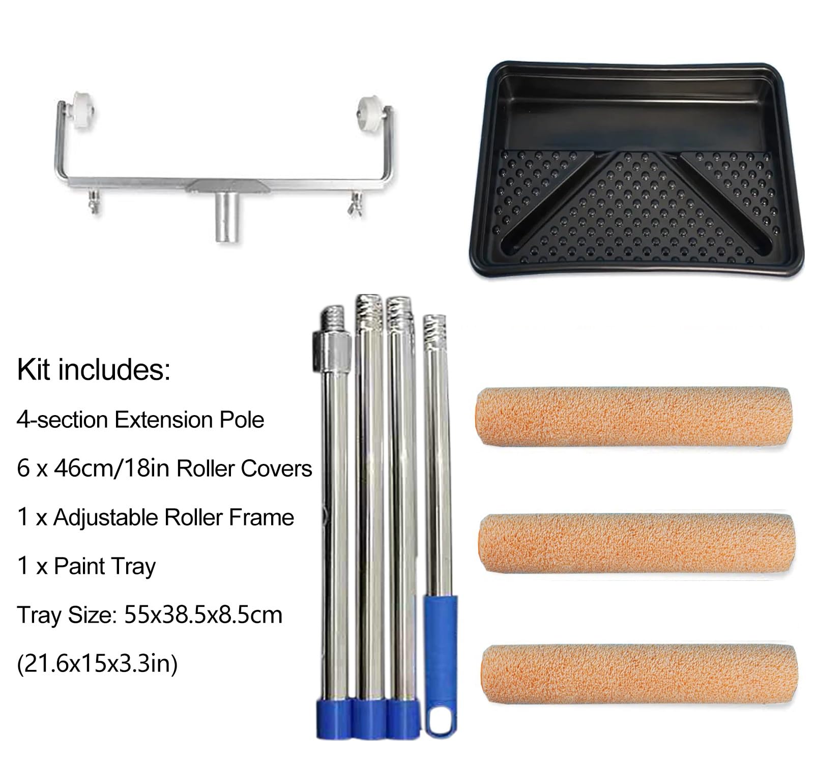Farbroller wandfarbe 30-50 cm verstellbare Farbrollerrahmen mit Verlängerungsstange, extra breites Wand-/Deckenroller-Set, Heimwerkerbedarf für Maler