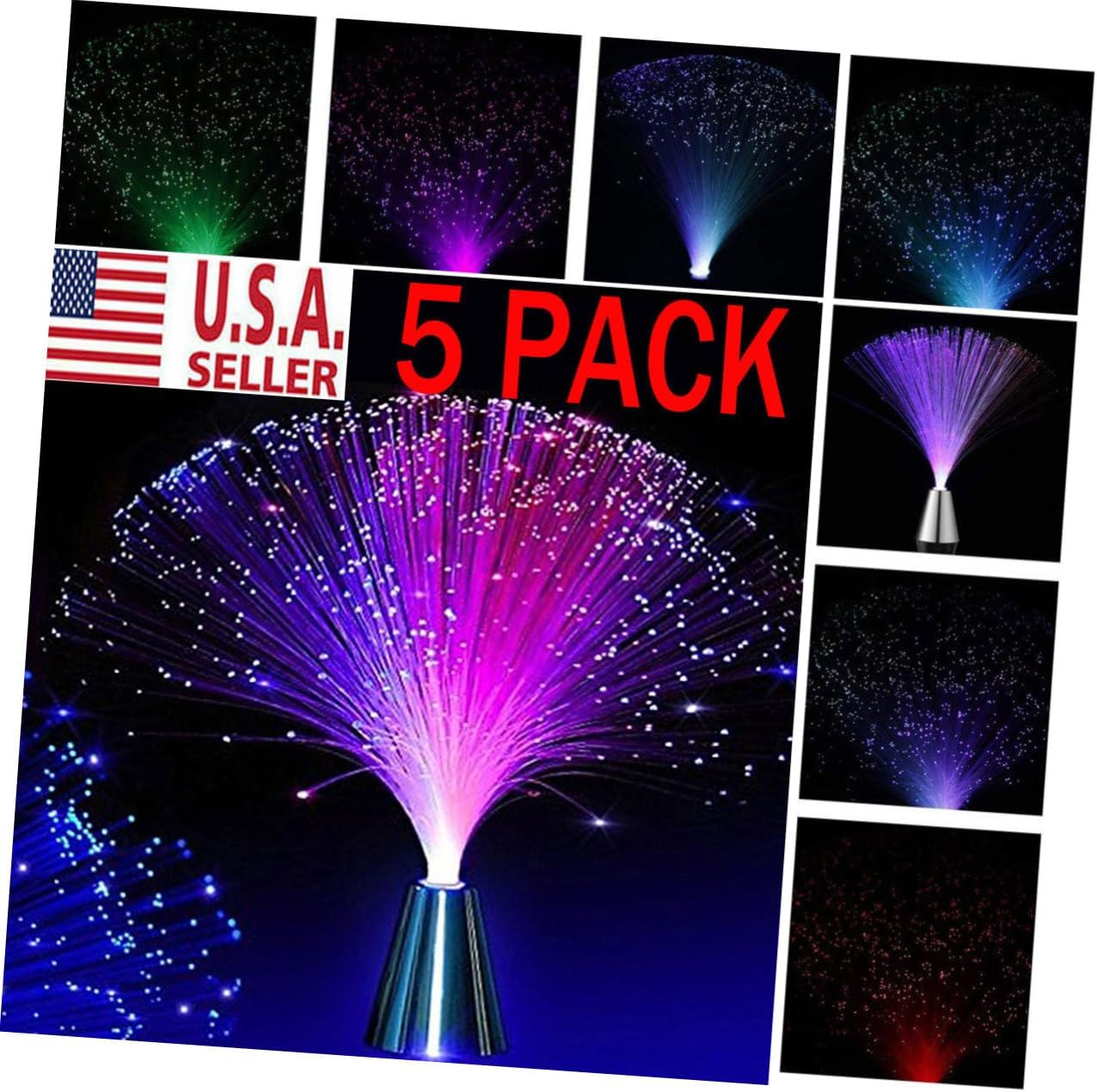 Housoutil Vintage Style Fiber Optic Lamp 5 Pcs Gypsophila Lights No Battery Required for Holiday Centerpieces