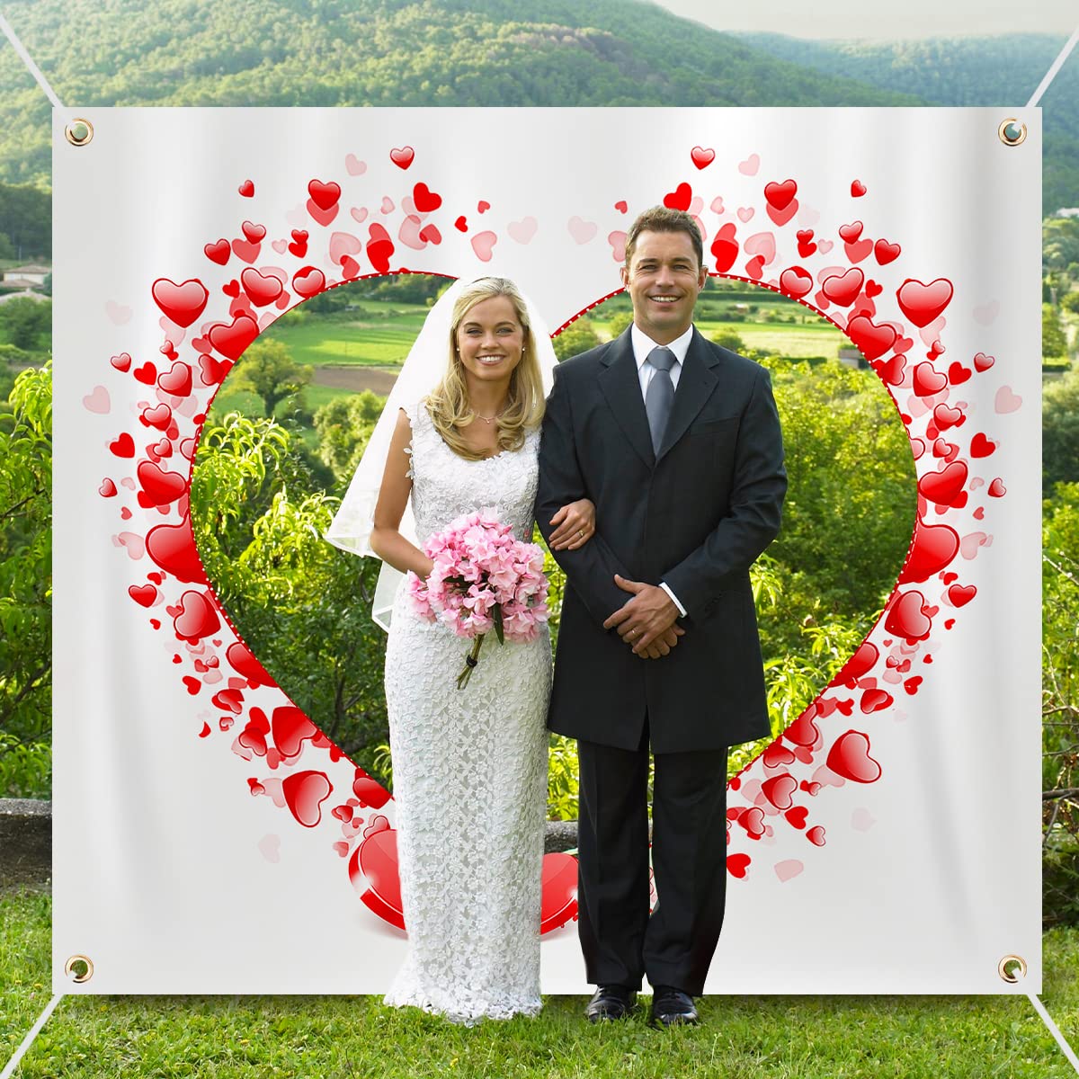 Accessorio Festa Nuziale Con Forbicine Lenzuolo Cuore Nozze - Gioco Per Sposi Con Forbicine Incluse Lenzuolo Sfondo Foto Nozze