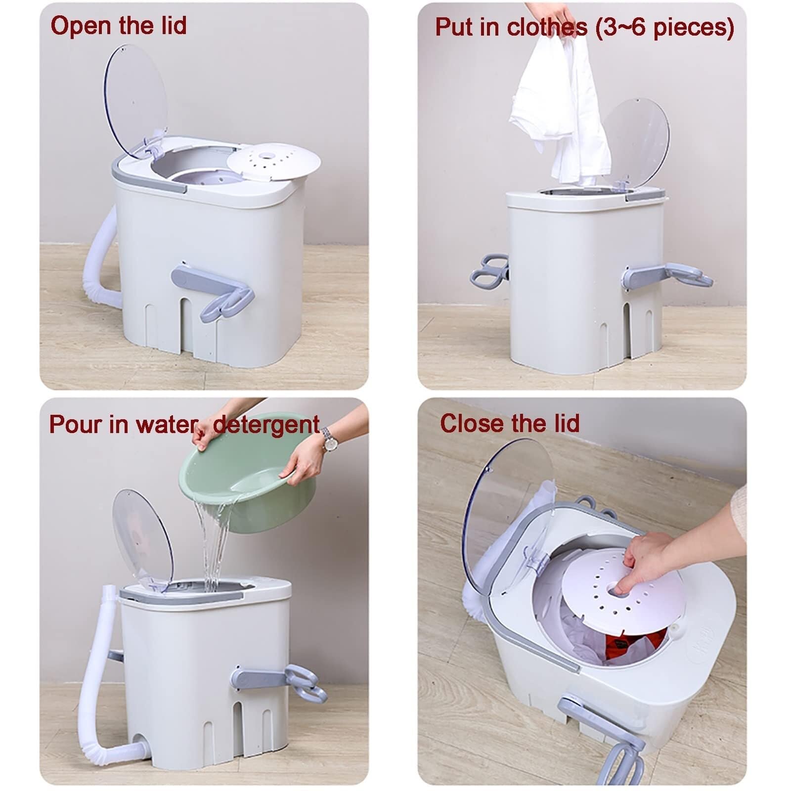 Lavatrice Portatile, Capacità 3,5 kg, Carico Dall’alto, Manovella Manuale, Acciaio Inox, Efficiente Dal Punto Di Vista Energetico, Per Uso Domestico, Con Stendibiancheria In Acciaio Inox