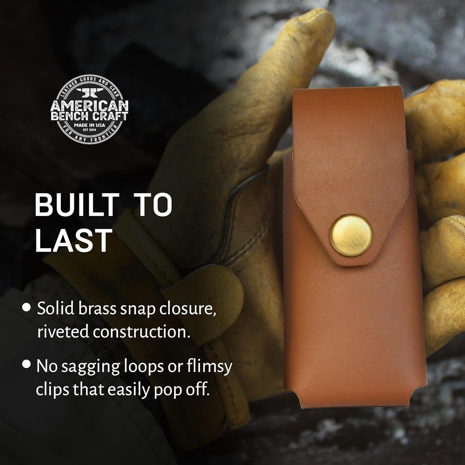 American Bench Craft Riveted Leather Multi Tool Case fits Leatherman Free P2, Free P4 & Leatherman Signal - Leather Sheath (Tan)