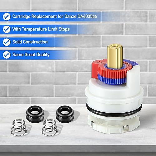 Miniatura 3 de Dreyoo Cartucho de repuesto sin arandelas de vástago cuadrado para DA603566, cartucho de ducha compatible con grifos de bañera y ducha de una sola