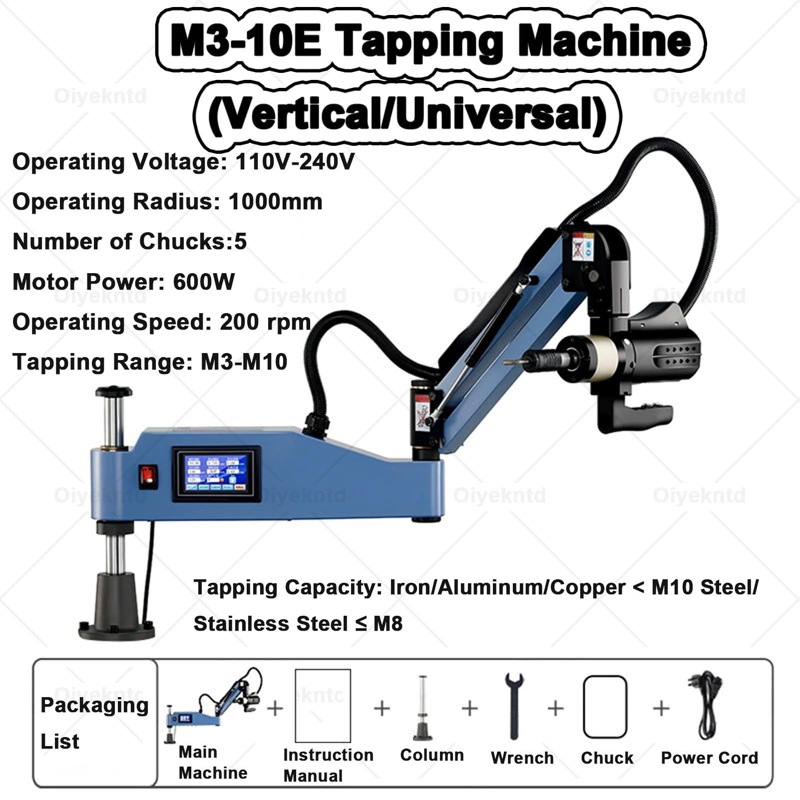 Macchina maschiatrice elettrica, Braccio maschiatore con Portata omnidirezionale a 360 Gradi, Tavolo per Macchina maschiatrice per la Produzione di macchinari M310E