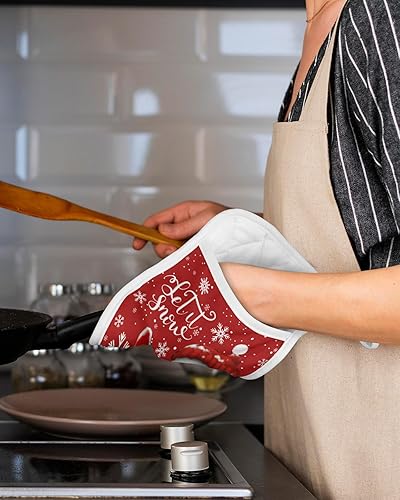 Miniatura 20 de Juego de 4 agarraderas de tela de rizo antideslizantes y aislantes de calor con bolsillo, guantes gruesos para horno, posavasos para hornear