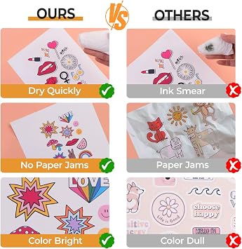 HTVRONT Printable Vinyl for Inkjet Printer & Laser Printer - 40 Pcs Matte White Inkjet Waterproof Printable Vinyl Sticker Paper, 8.5x11