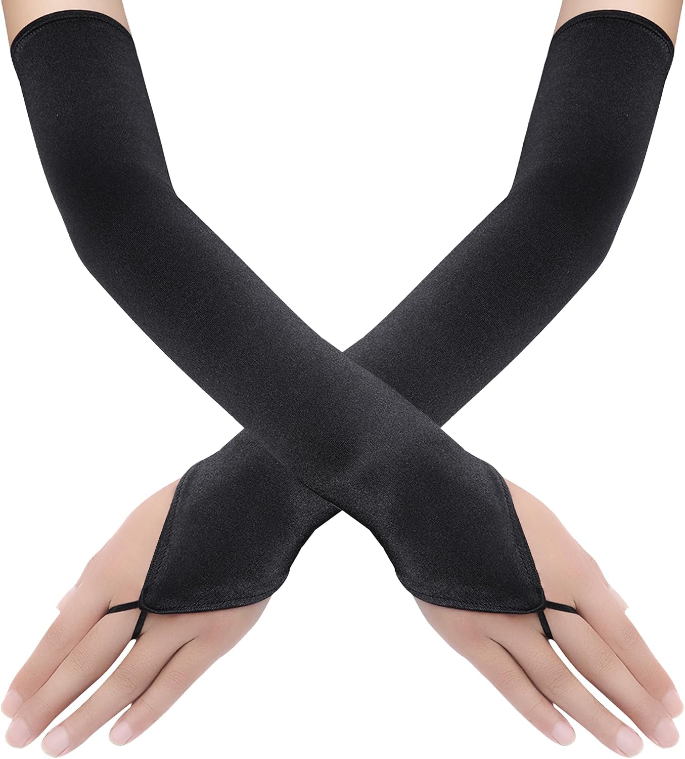 BABEYOND Long Opera Party 20s Satin Gloves Stretchy Adult Size Elbow Length