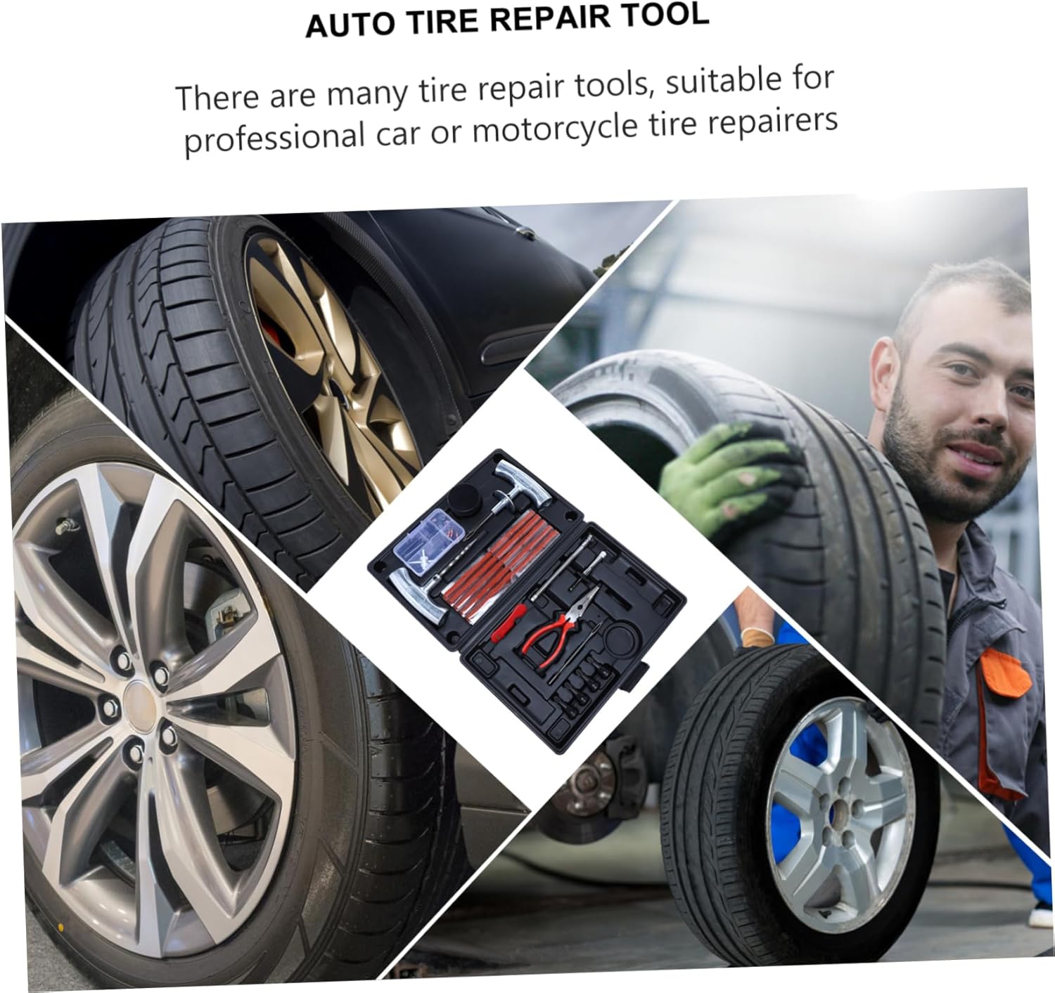 Zerodeko 67pcs Tire Repair Tool Kit for Cars Trucks and Motorcycles and Accessories for Easy Tire Puncture Repairs at