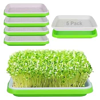 Gardens Alive Seed Sprouter Kit, Two Tier Stackable Seedling Starter Tray With Lid, Microgreens