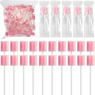 WSERE 200 PCS Individually Wrapped Oral Swabs Disposable Mouth Swabs, Soft Pink Professional Dental Swabsticks Unflavored Oral Care Sponge Swabs for All Ages Mouth Tooth Cleaning