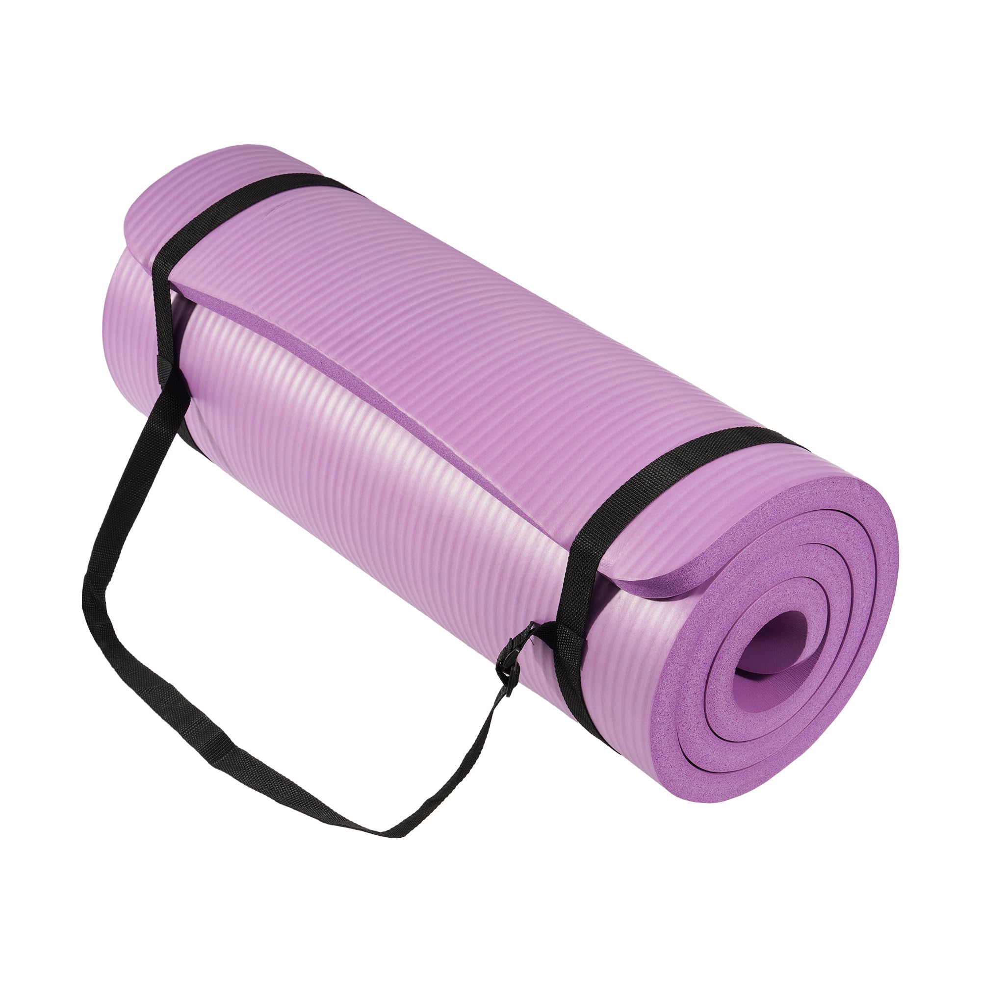BalanceFrom Yoga Mat 1-Inch Extra Thick High-Density Exercise Mat with Non-Slip Surface Carry Strap Taro Purple