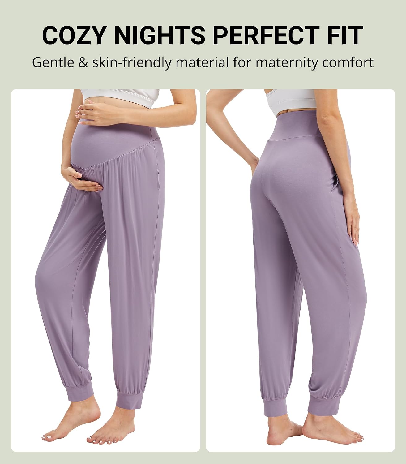 WiWi Women's Viscose from Bamboo Maternity Pants Soft Over The Belly Pregnancy Leggings High Waist Stretchy Bottoms