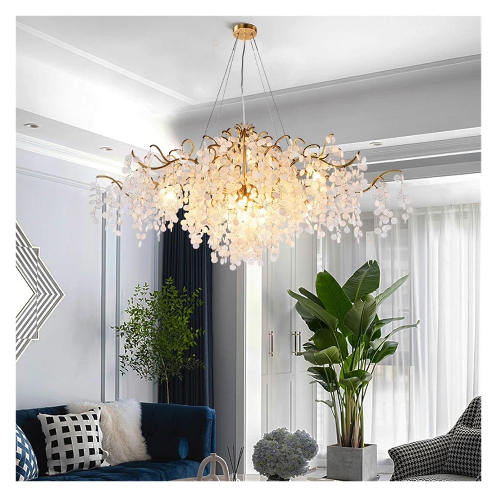 Lámpara de araña de rama de cristal moderna, lámpara de sala de estar, dormitorio de lujo, Villa americana, comedor, iluminación decorativa artística personalizada
