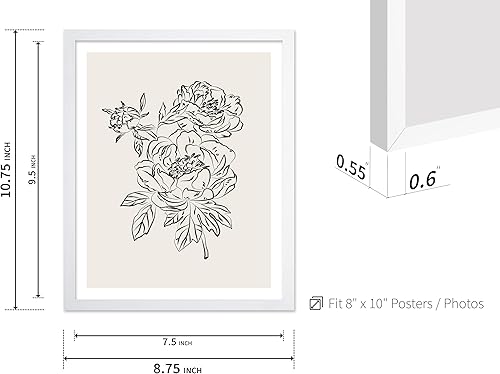 Miniatura 347 de Poster Master Póster de peonías – Estampado de flores retro – Ilustración floral – Ilustración en blanco y negro – Diseño de línea y abstracto –