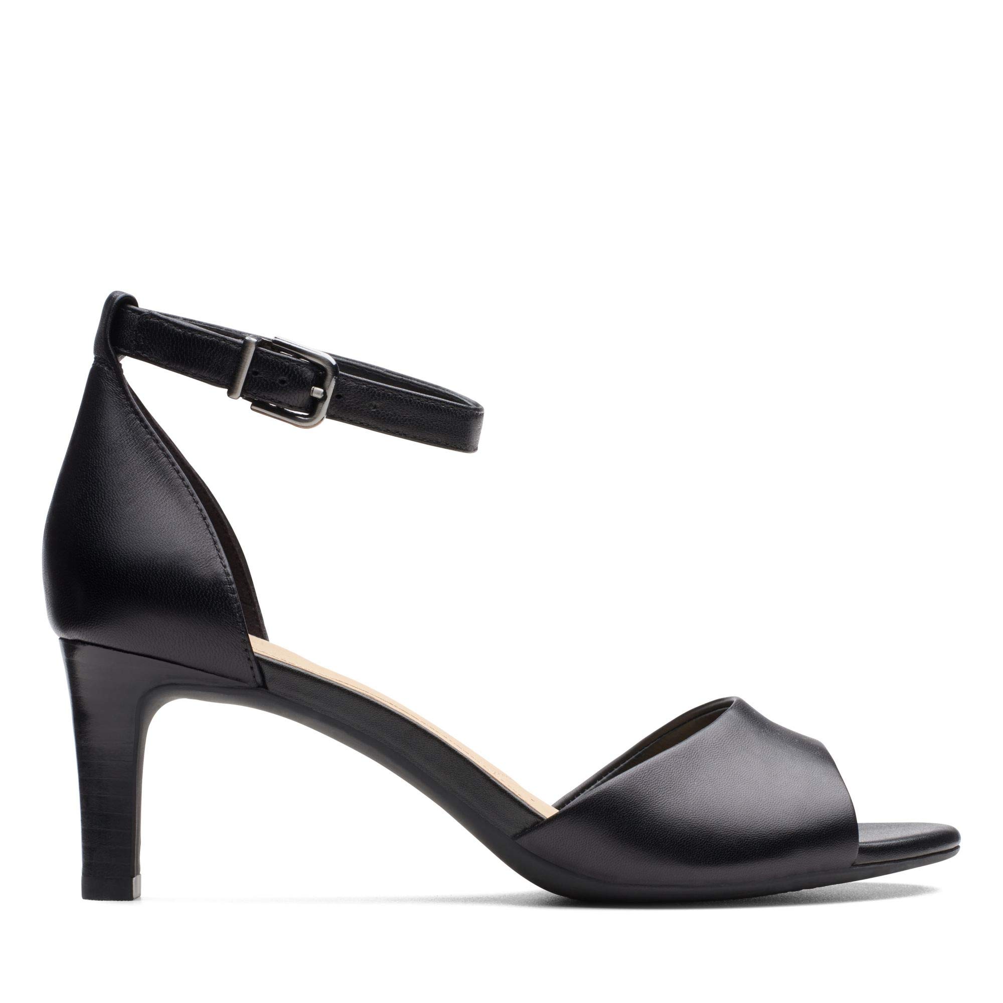 Clarks Women's LAURETI Grace Black Leather Heeled Sandal-6 Kids UK (26140160)