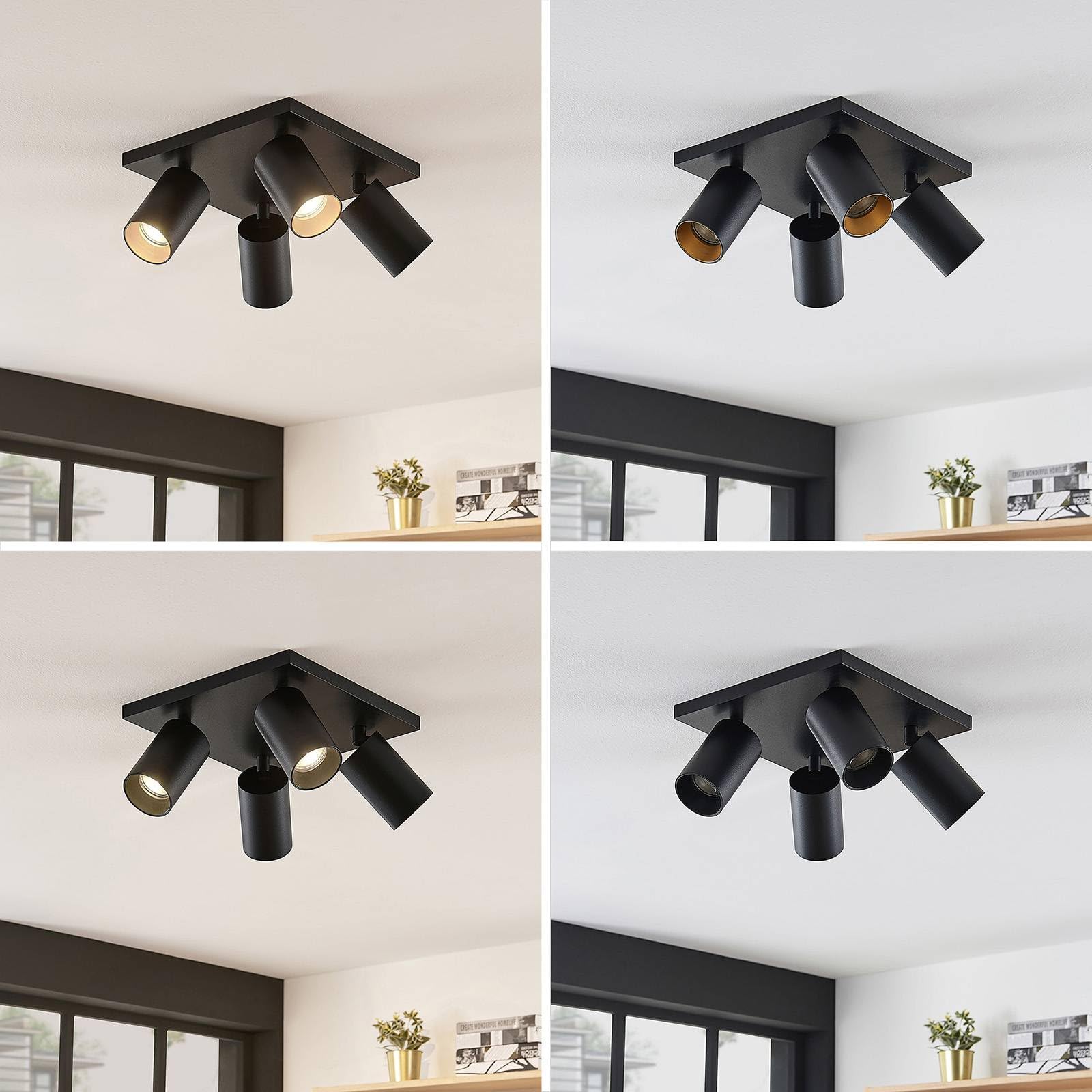 Arcchio Strahler Brinja (Modern) in Schwarz aus Aluminium (4 flammig, GU10) - Deckenlampe Deckenleuchte Lampe Spot Flurleuchte