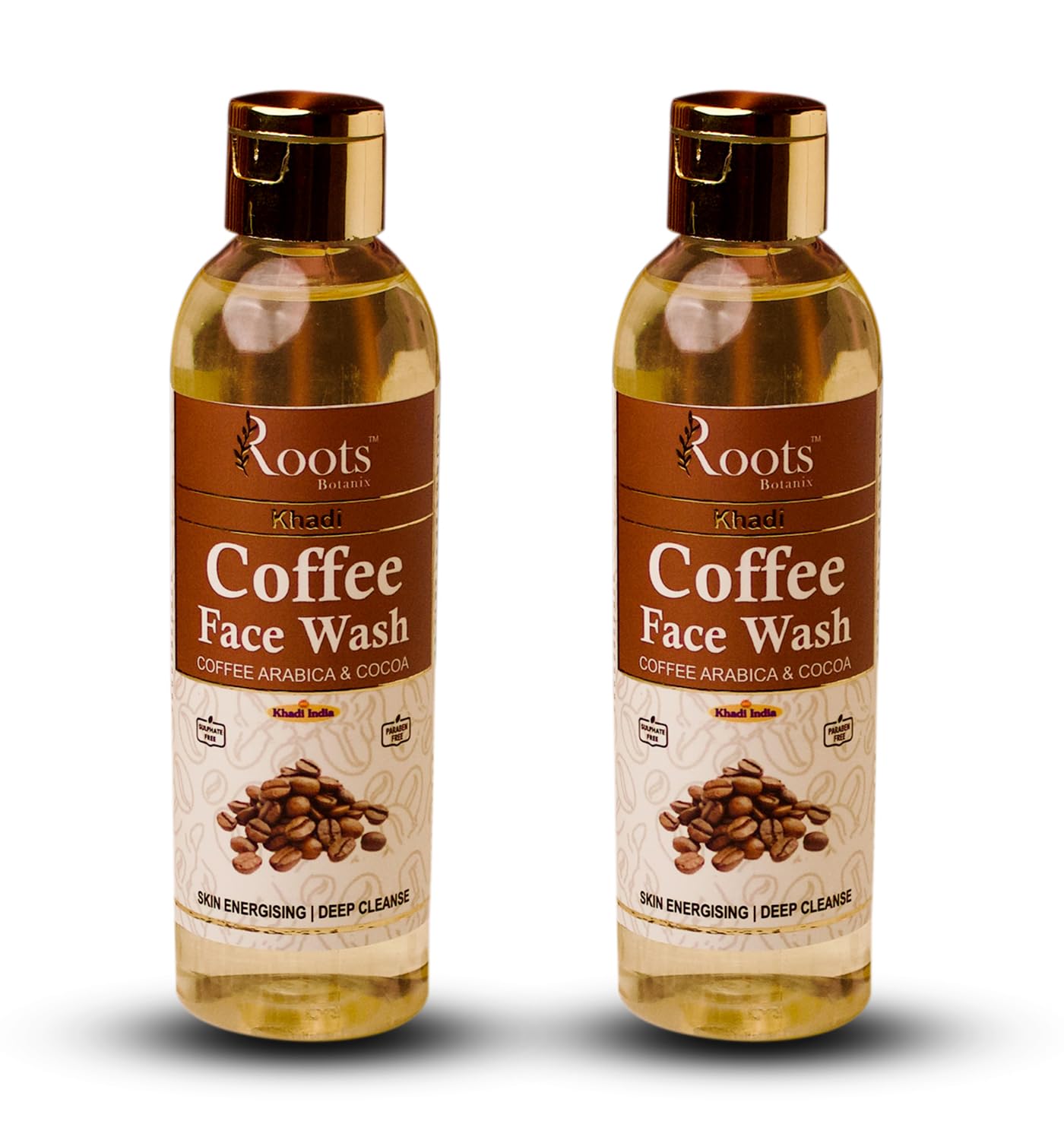 Roots Botanix Face Wash | Coffee Face Wash | Face Wash For Glowing Skin | De-Tan Cleansing | Brightening Face | Anti Pollution, Pimples | Liquid Soap (200ml) Pack-2