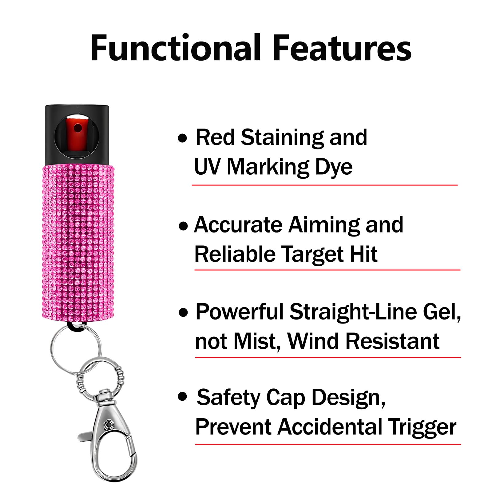 Gel Spray Personal para Mujer, Marcador Rojo y UV 48H, Strass, Chorro Lineal 3-4M, 20ml 20 Pulverizaciones o 10s Continuos, Regalo Cumpleaños Estudiante Campus Deporte Senderismo Parque, Legal España
