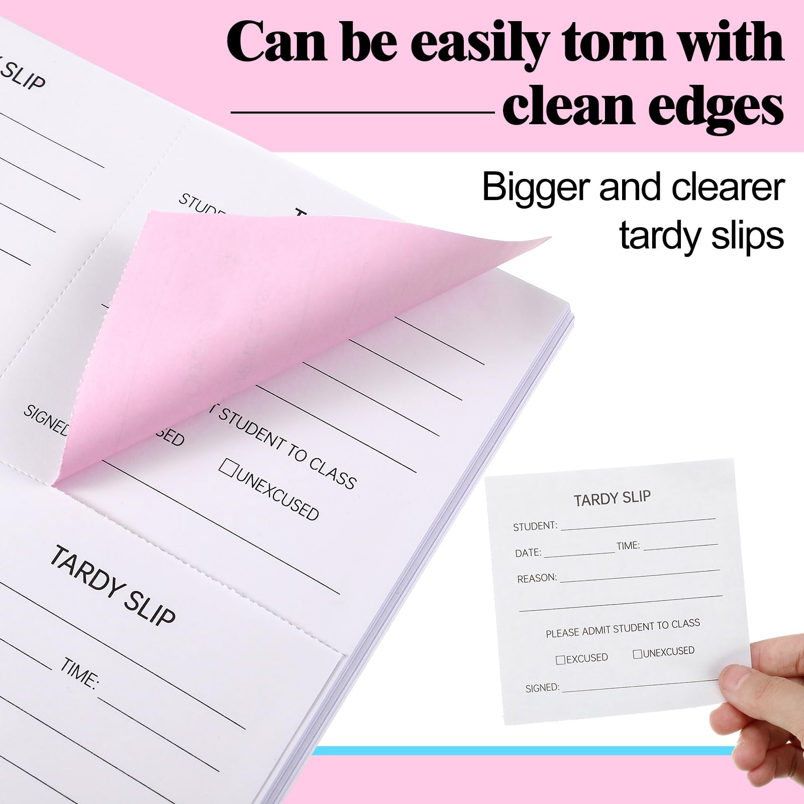 Dunzoom Tardy - Paquete de 4 cuadernos con duplicados autocopiativos de 3600 piezas de 3.5 x 4.3 pulgadas, libros de registro por libro para grabación escolar, estudiantes, llegadas tardías, fácil de
