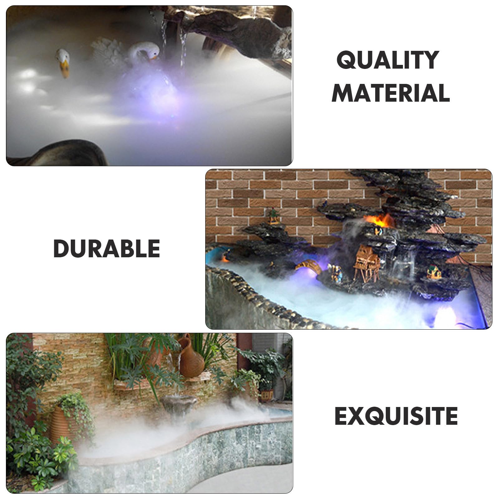 SOLUSTRE 8 Stück LED Licht Nebelmaschine für Aquarium und Indoor Wasserteich Geräuscharm Abs Material 250-450ml/h Nebelerzeugung für Fischbecken Dekoration