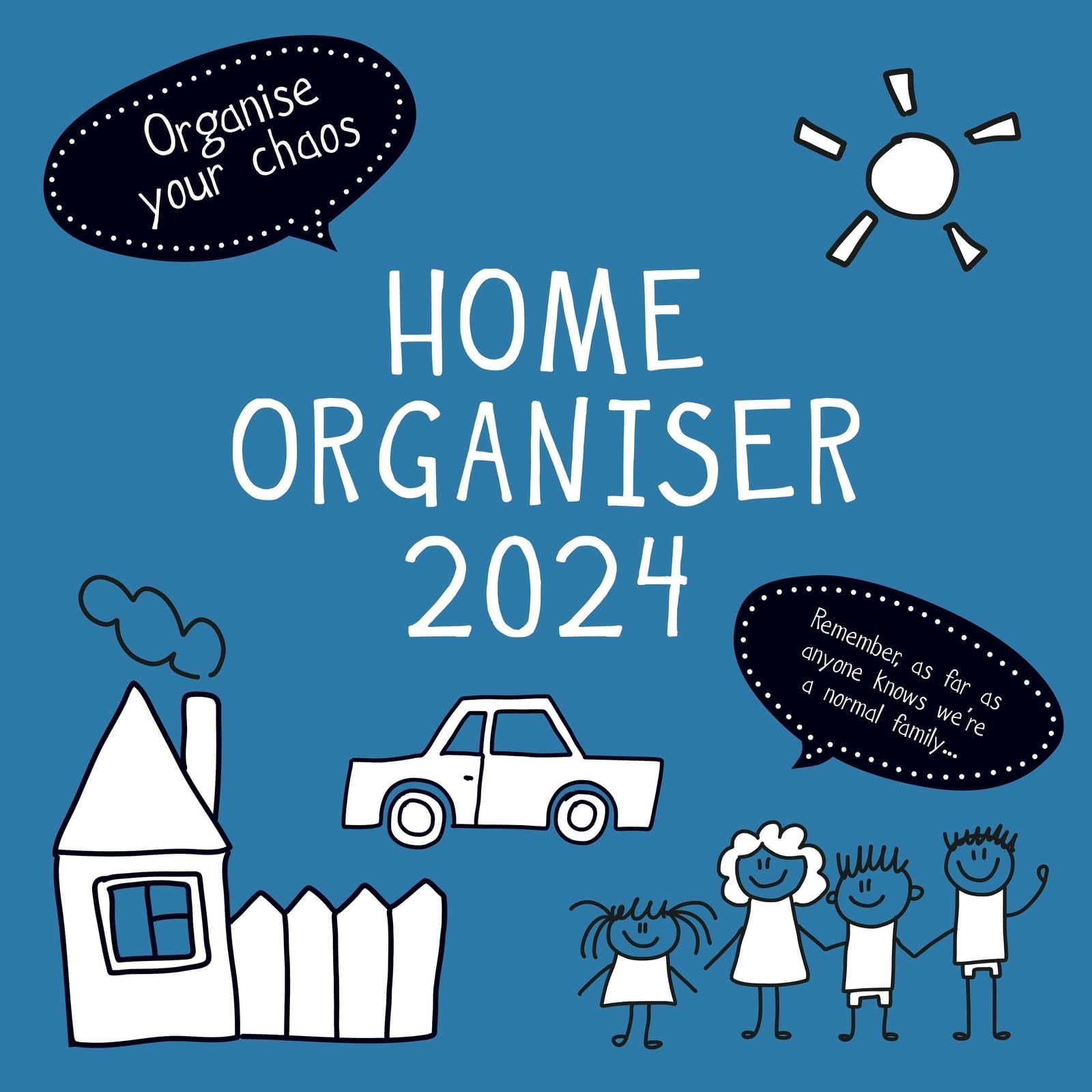 2024 Square Wall Calendar, Family Home Organiser, 16-Month Home Organizers Theme with 180 Reminder Stickers (12 x 12 In)