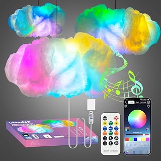 Cloud Led Lights for Bedroom Aesthetic Mood Light, Music Sync App Control Wall Light, 3D Ceiling Lamp Color Changing Strip Lights, Cool Stuff for Kids Room Decor, Cool lights for Room Decorations