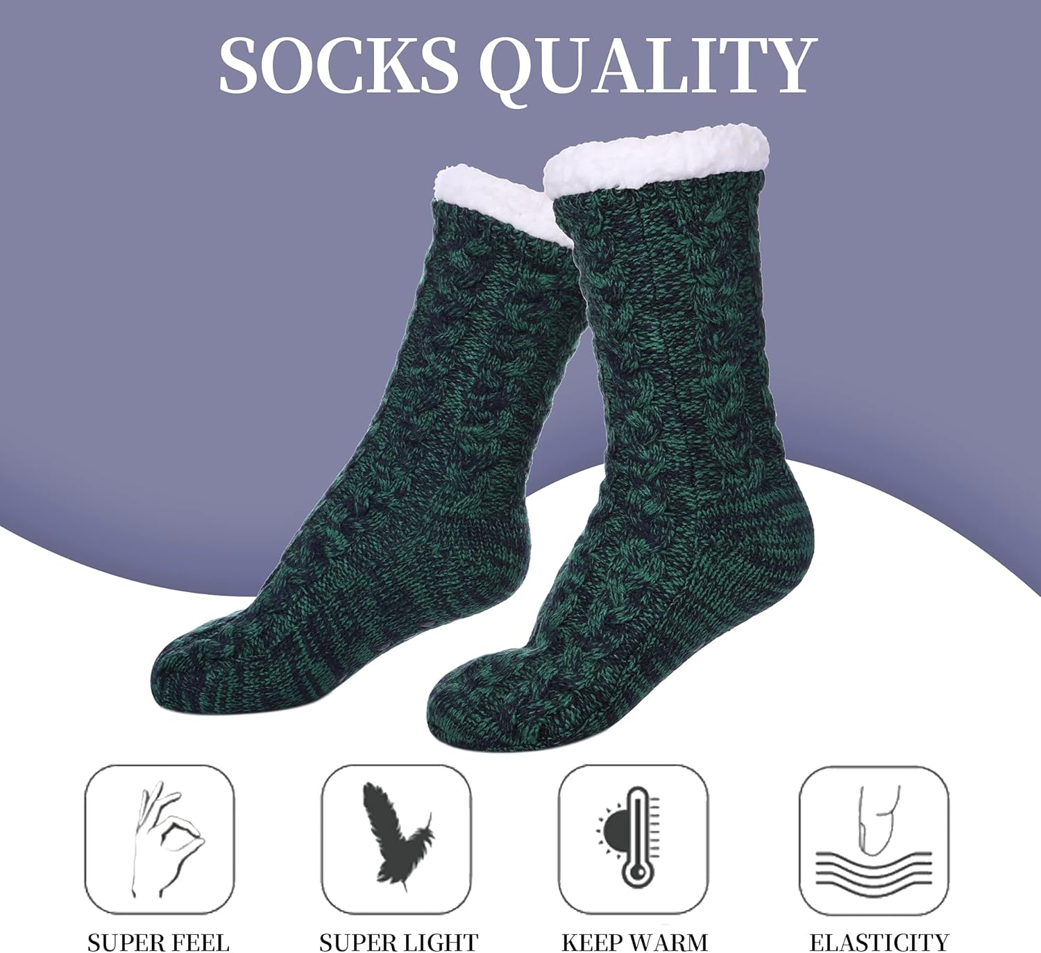 SDBING Women's Winter Super Soft Warm Cozy Fleece Lined Fuzzy Slipper Socks with Grippers - Image 5