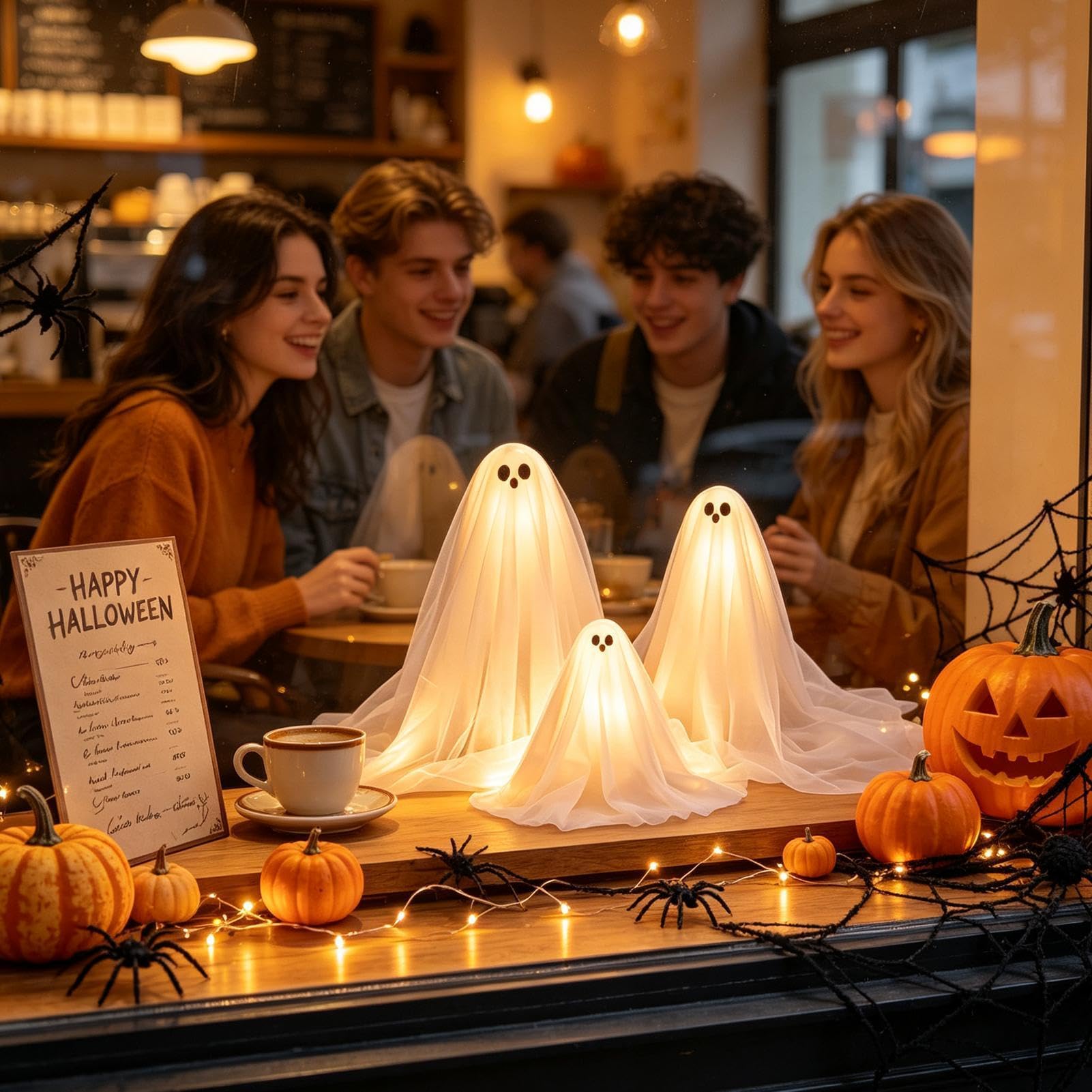 Decorazioni Fantasma Halloween 3 Pezzi Halloween Illuminato Decorativo | Figurina da Tavolo Fantasma Luminoso da Interno per Camera da , Sala da Pranzo, Tavolo, Libreria, Comodino, Ingresso e