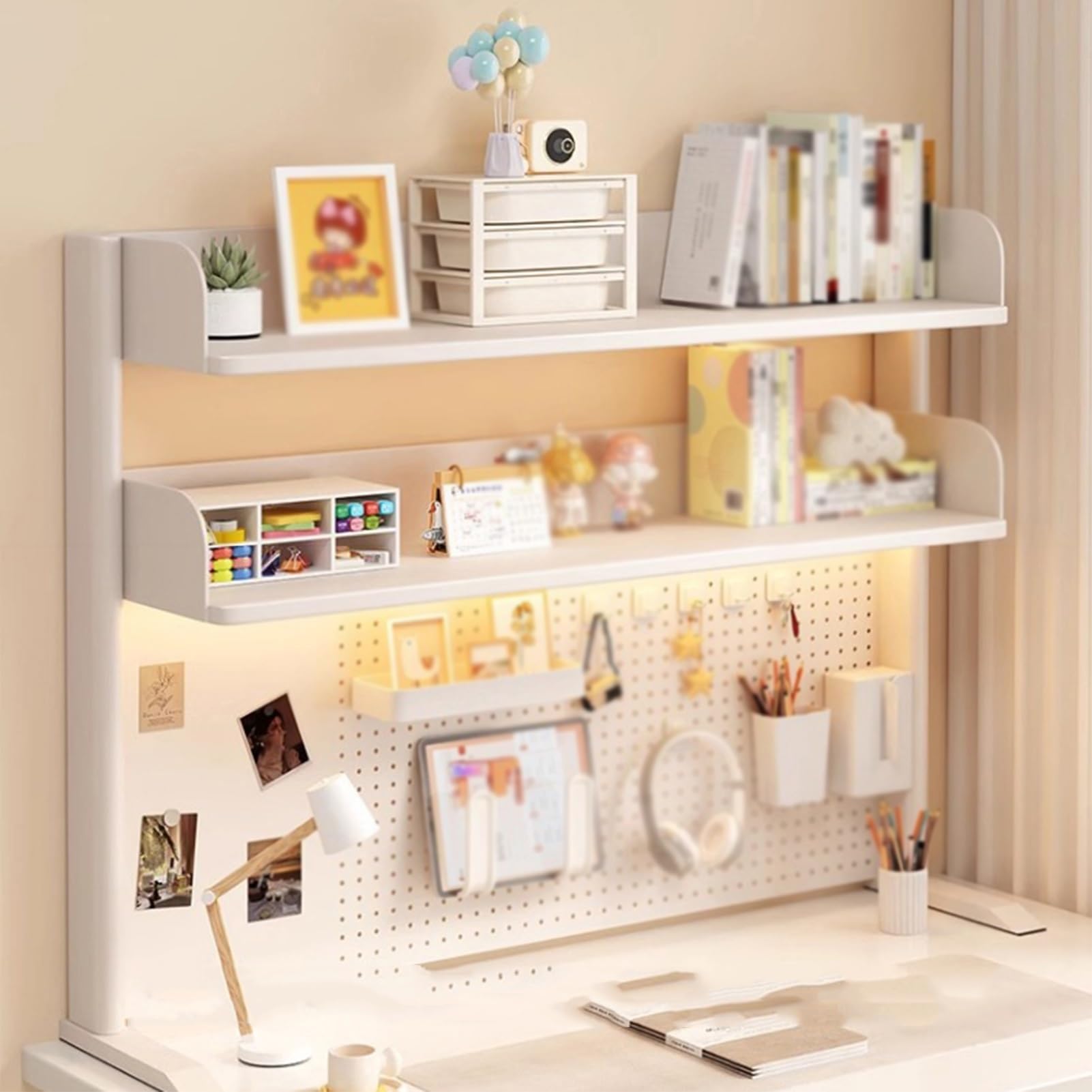 HJLKDYM Pegboard Storage Rack, Steel Desk Vertical Pegboard Combination Kit, Pegboards Accessories Modular Hanging for Dormitory Office Home Decoration Computer Desk(80x23.5x95cm)