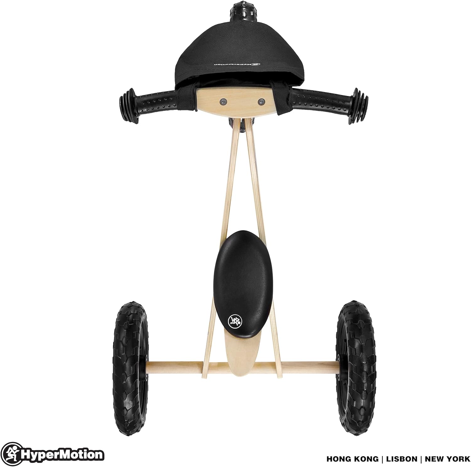 HyperMotion Mini Children's Wooden Balance Bike in balance bike mode, side view
