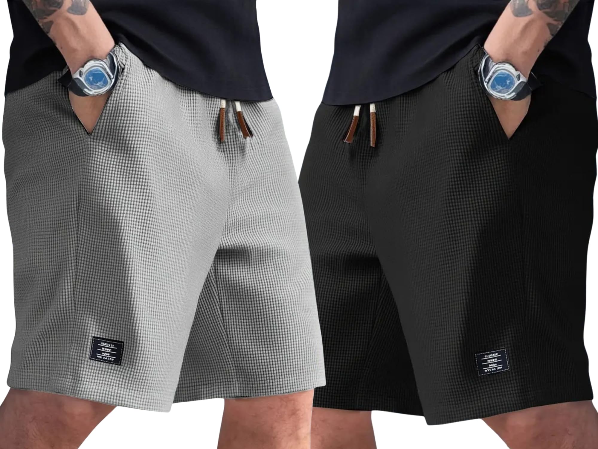 Men's Shorts Combo Pack | Stylish Slim Fit Casual Shorts for Men | Elastic Waistband | Breathable & Lightweight Fabric | Pack of 2-image-38
