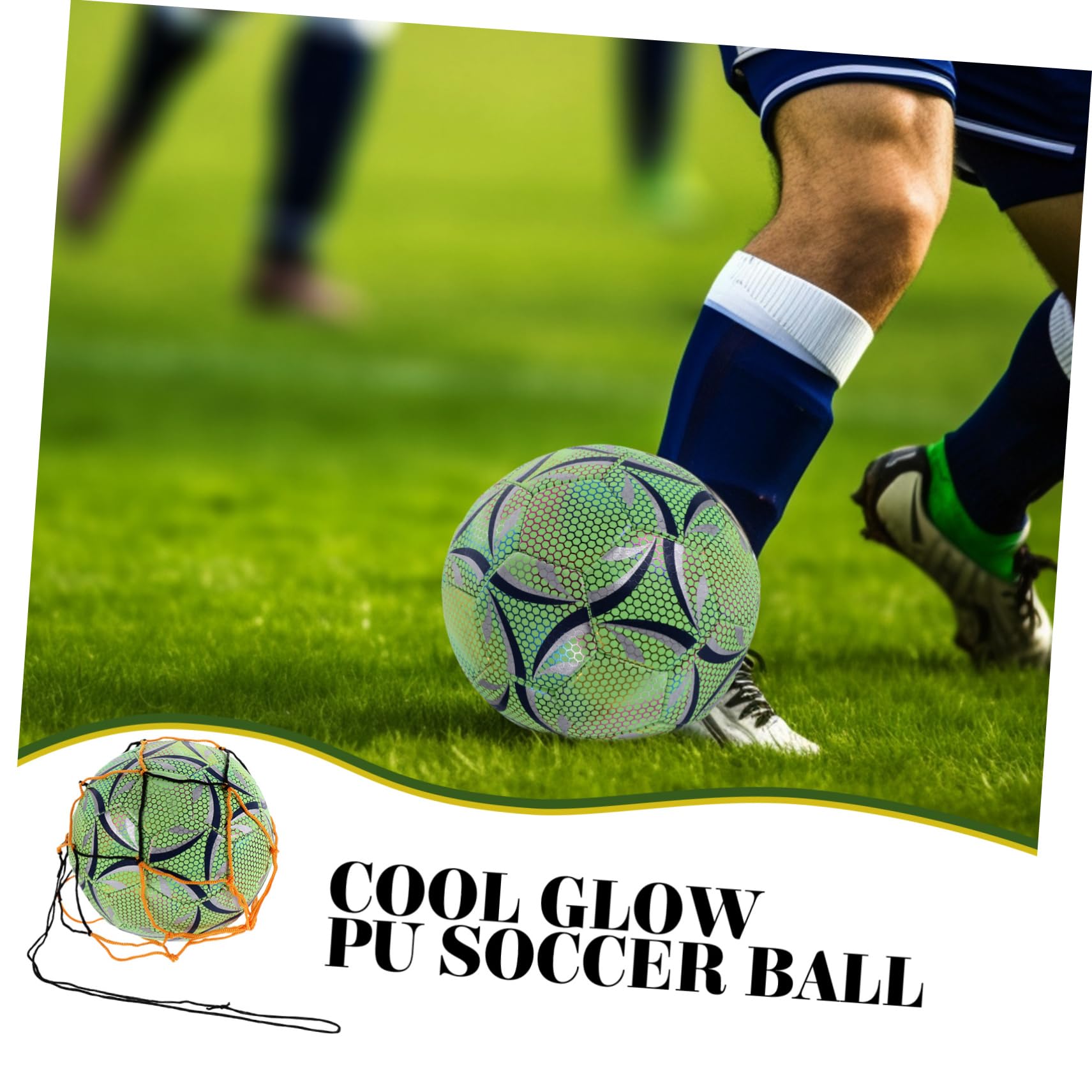 1pezzi Pallone da Calcio Luminoso e Fluorescente per Allenamenti Sportivi Notturni e Partite Indoor Realizzato in Pu Resistente Offre Performance Durature e visibilità Notturna