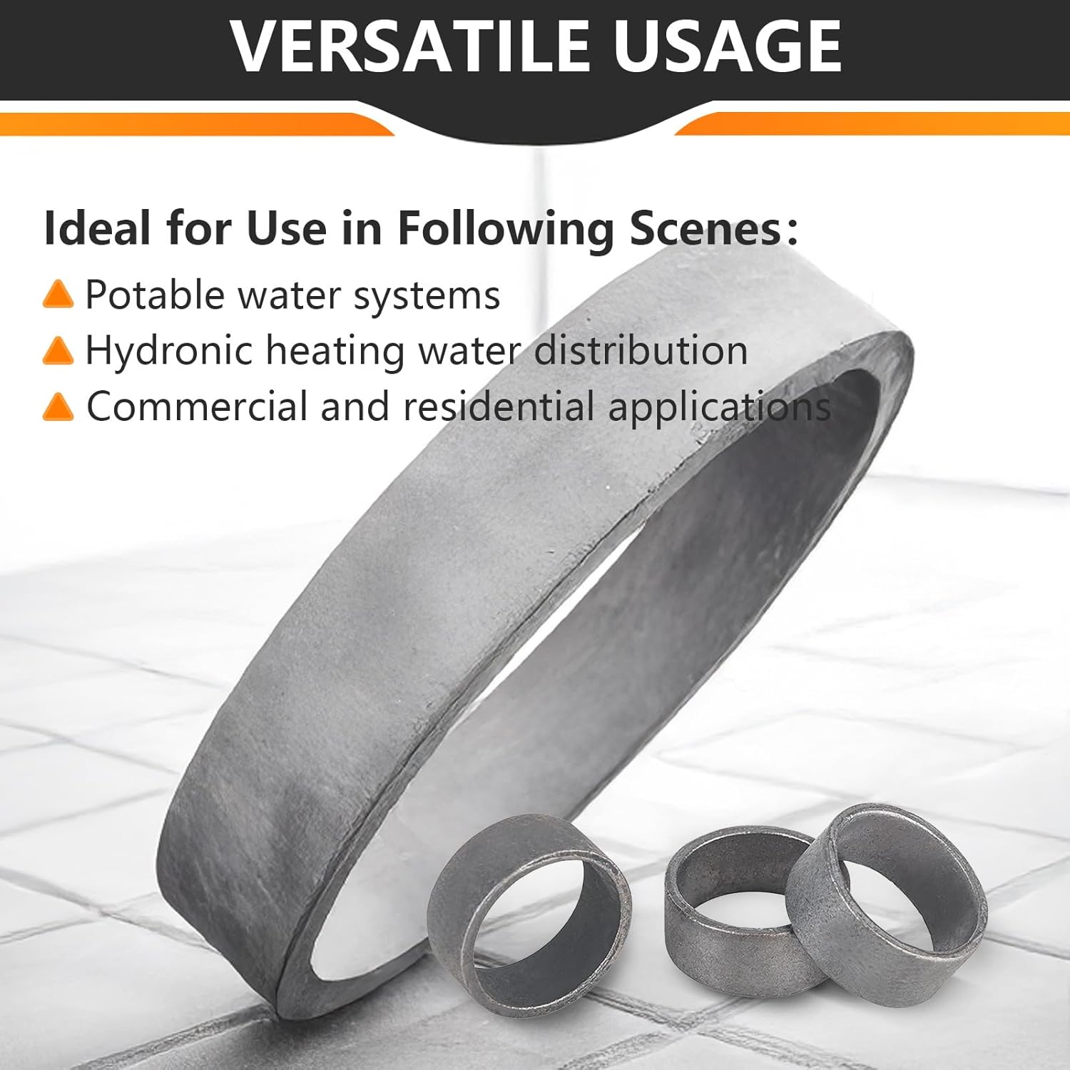 100 Pieces HeSun 1/2-Inch Bottled PEX Copper Ring, PEX-B Crimp Ring, Black-Oxidized Surface(CLAMP024)