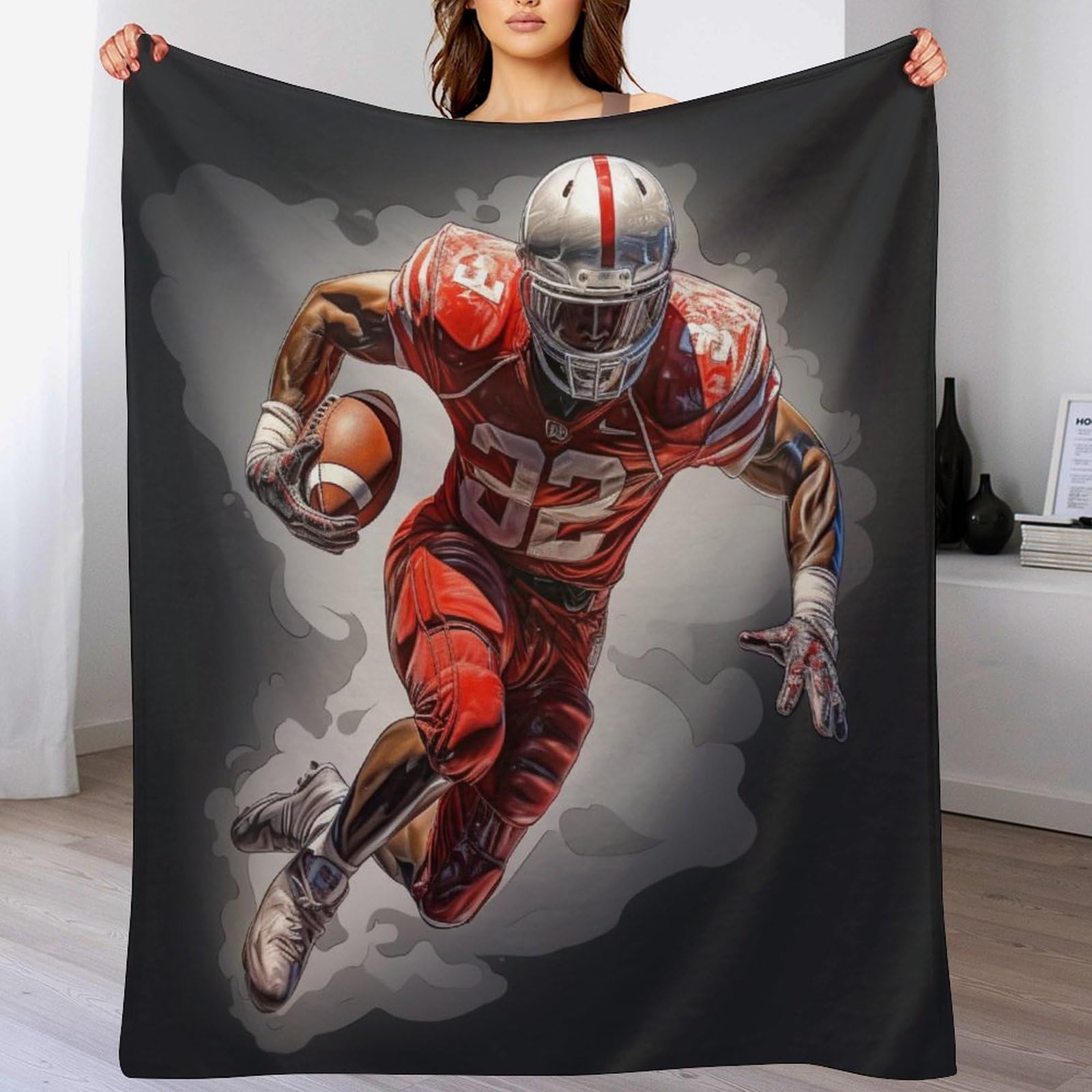PAZZK Rugby Sports Blanket Anti Pilling Throw Blankets Cozy Durable Blankets for Office Couch Cinema Gifts Quality Washable（130×150cm）