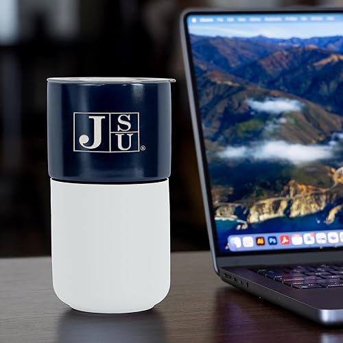 Miniatura 543 de Rico Industries NCAA Miami of Ohio Redhawks - Vaso de cerámica de 16 onzas con agarre de silicona, grabado láser profundo, diseño de color negro