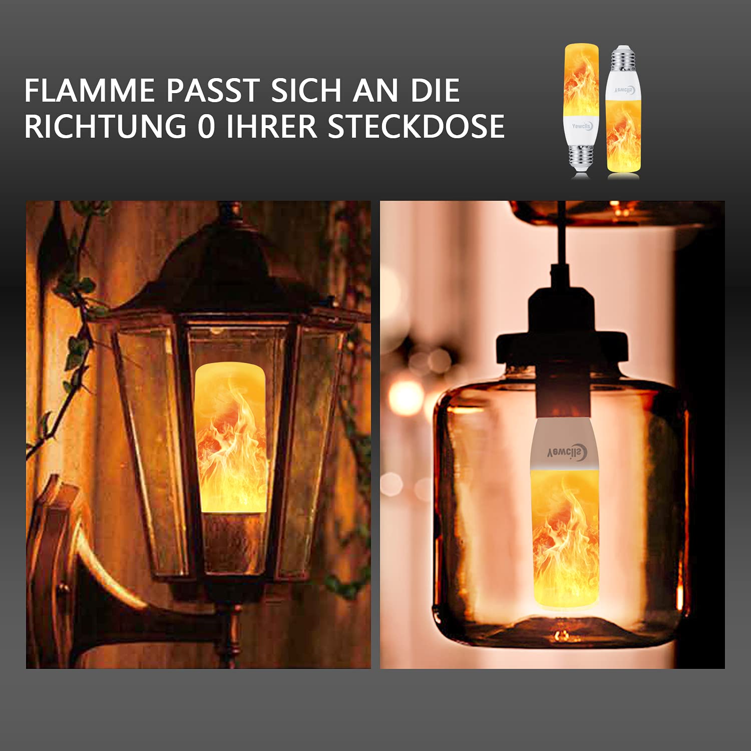 Lampadina a forma di fiamma, E27/E26, effetto fiamma, luce tremolante, 3,5 W, per esterni, per Halloween, casa, giardino, bar, feste, matrimoni, ristoranti, San Valentino, decorazione (4
