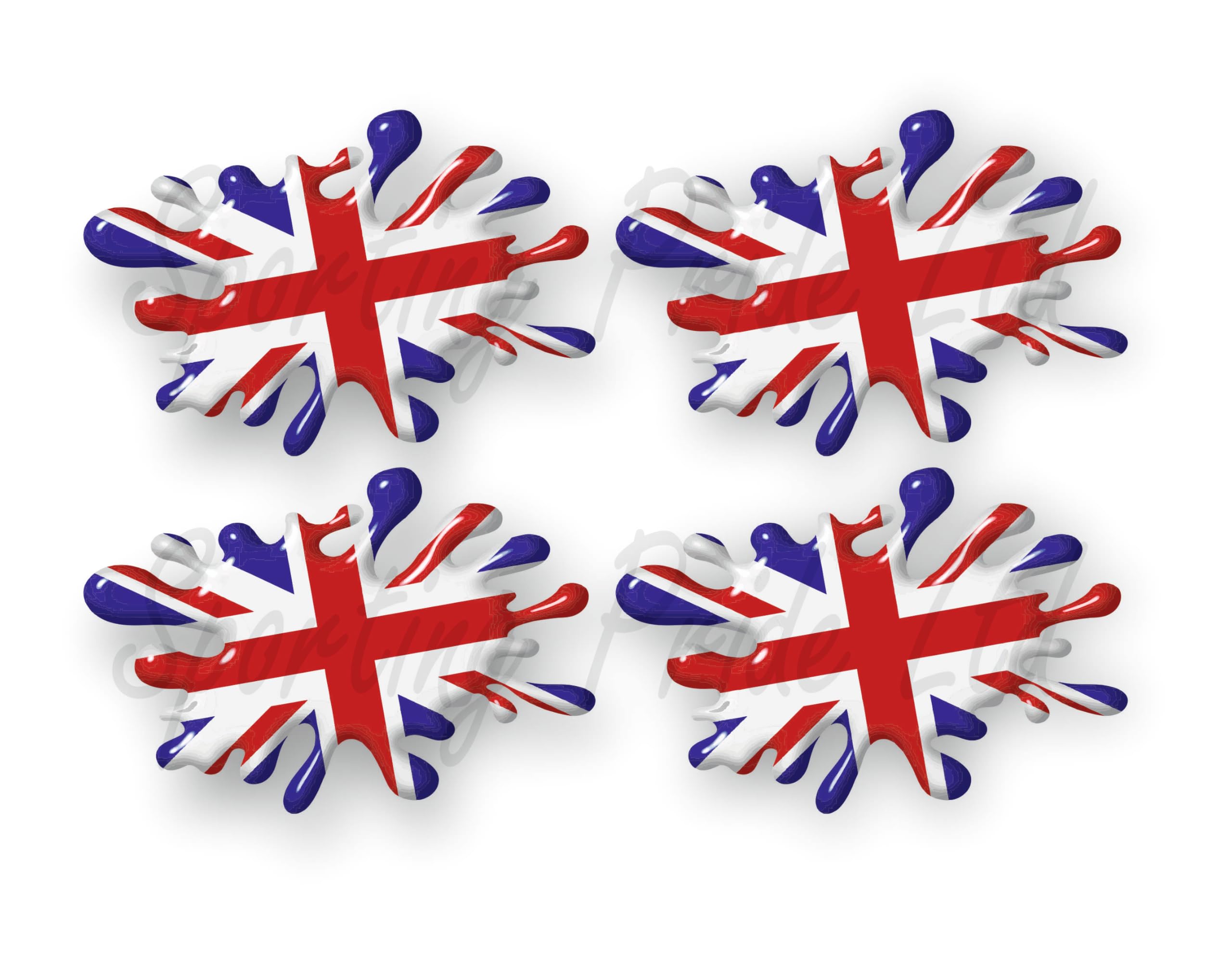 4x100mm UK British Union Flag Flag Union Jack Splat Splash 3D Effect Funny Decal Sticker Helmet. Car, Van, Laptop, Doors or Walls Ideal for Camper Vans, Caravans Cars and Vans