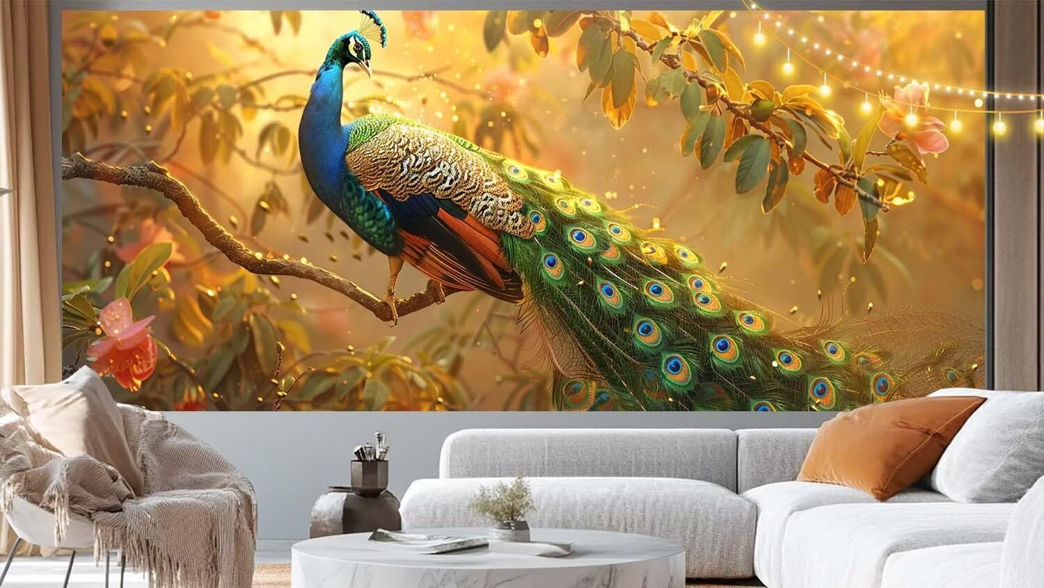 Diamentowe malowanie dla dorosłych duży format 180 x 90 cm, diamentowe malowanie paw malowanie diamentowe, haft diamentowy pełny zestaw 5D DIY kryształowy obraz ścieg krzyżykowy do dekoracji ścian