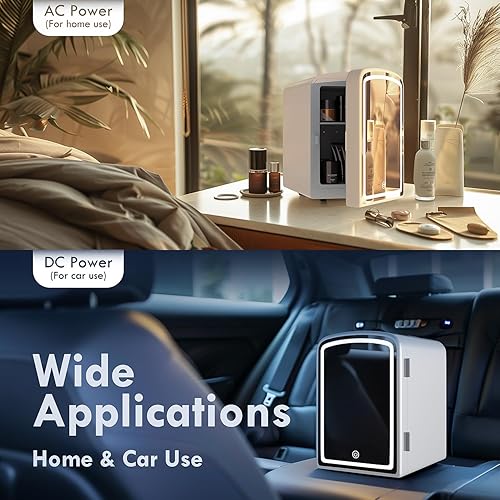 Miniatura 6 de Mini refrigerador para el cuidado de la piel de 4L con espejo LED regulable, refrigerador de belleza portátil para maquillaje, cosméticos,