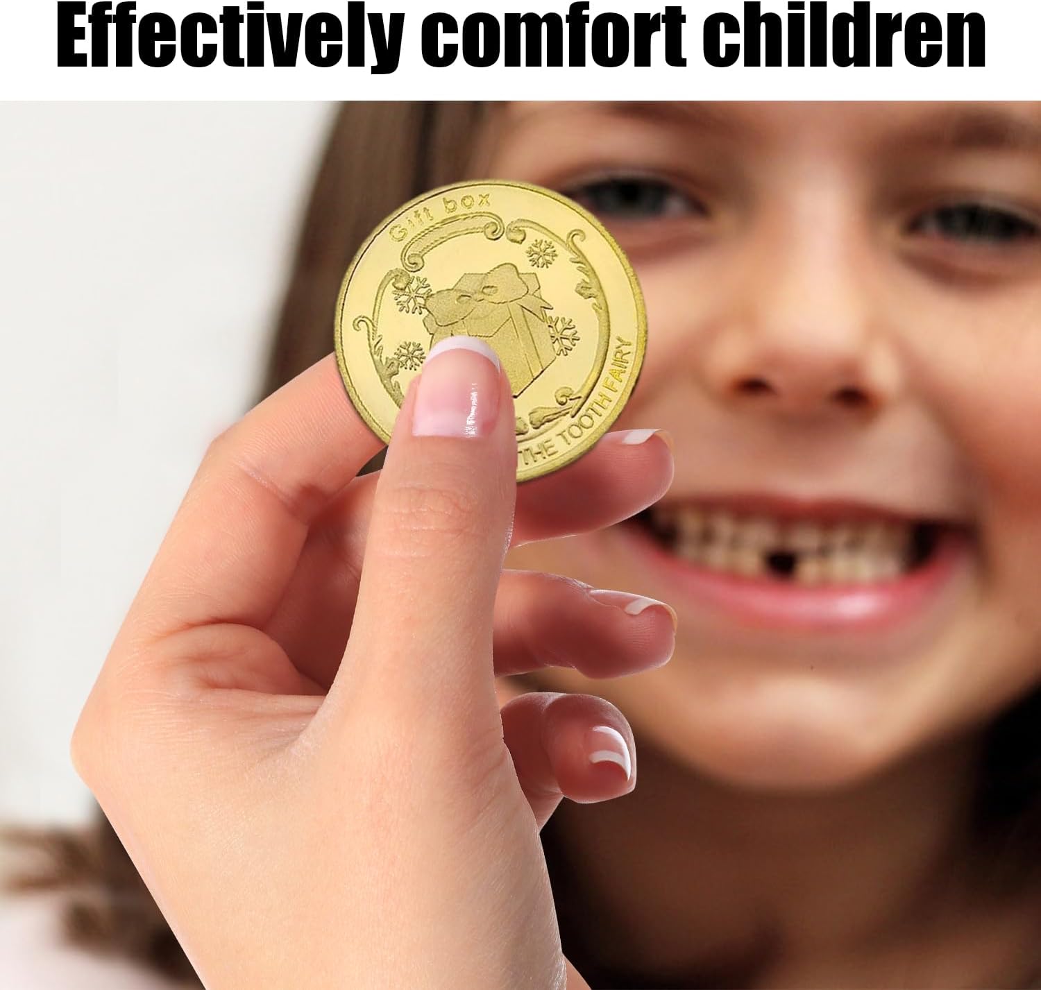 6개 조각 골든 투스 페어리 세트 아크릴 상자 소년 및 소녀용 선물 어린이용 골드 코인 어린이용 골드 코인