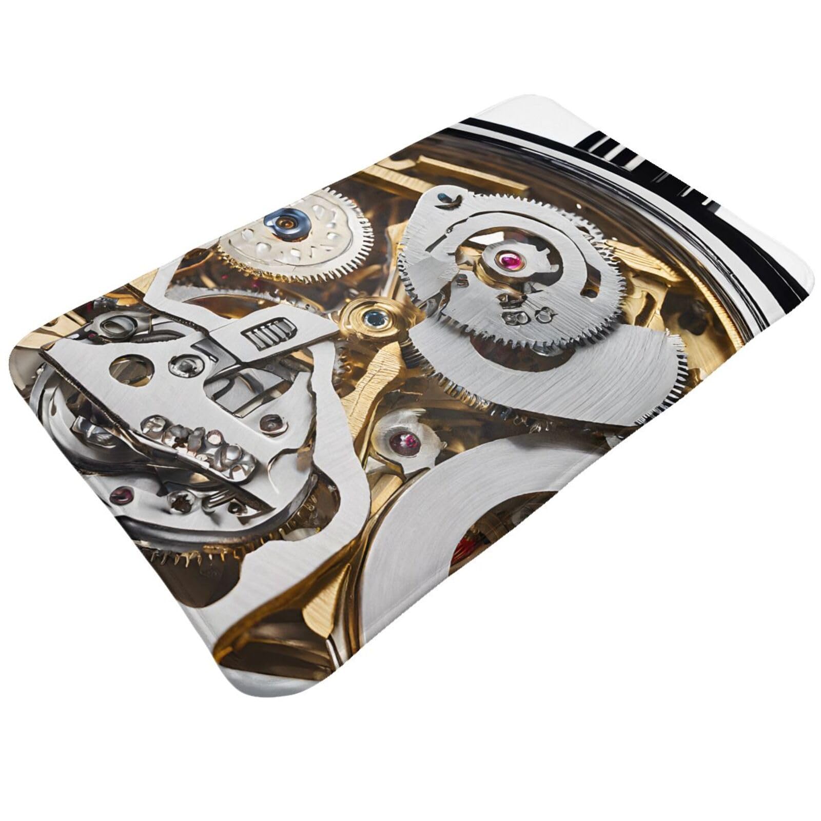 Cool Steampunk Gears Print Living Room Bathroom Kitchen Anti Slip and Absorbent Carpet, Indoor Entrance Door Muddy Floor Mat, Ultra Soft Washable Carpet 21x31.5 Inches