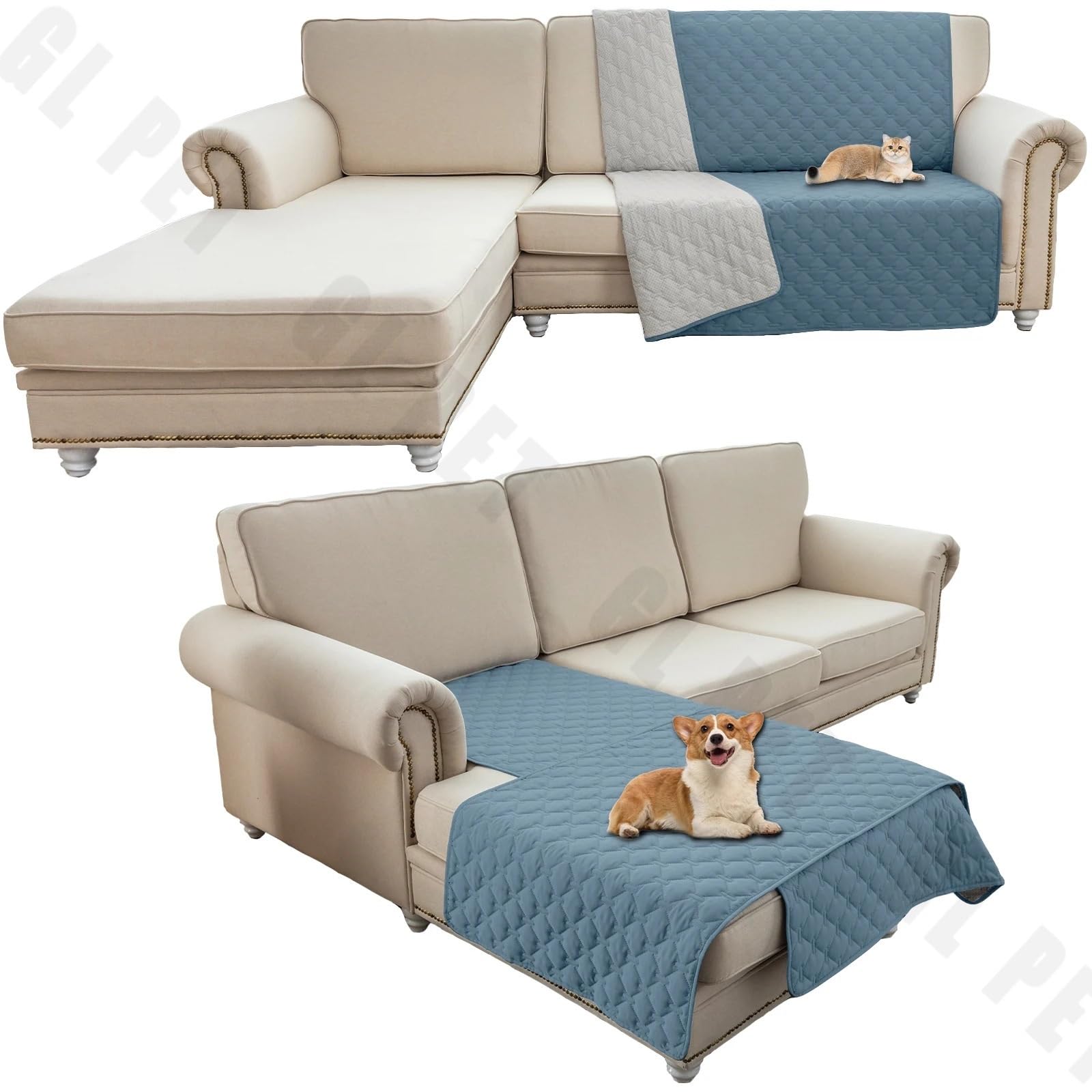 Funda impermeable for cama de perro y manta for mascotas, sofá, cama for mascotas, colchón for incontinencia en el coche, protectores for muebles y sofá para sofá, coche, cama(Coffee,130X210cm 50X82in