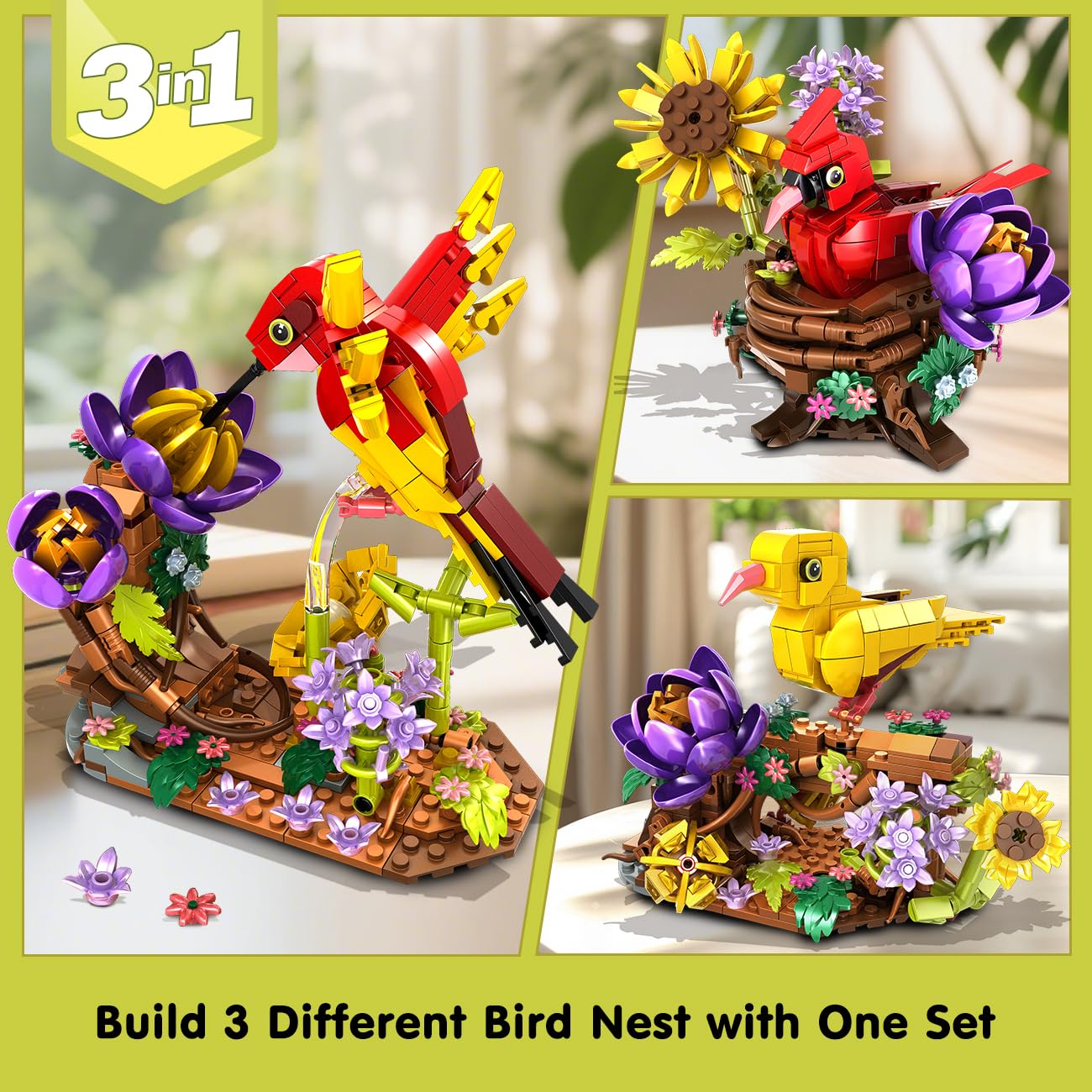 Snapklik.com : CUBIMANA 3 In 1 Birds Nest Building Toy - Flowers ...