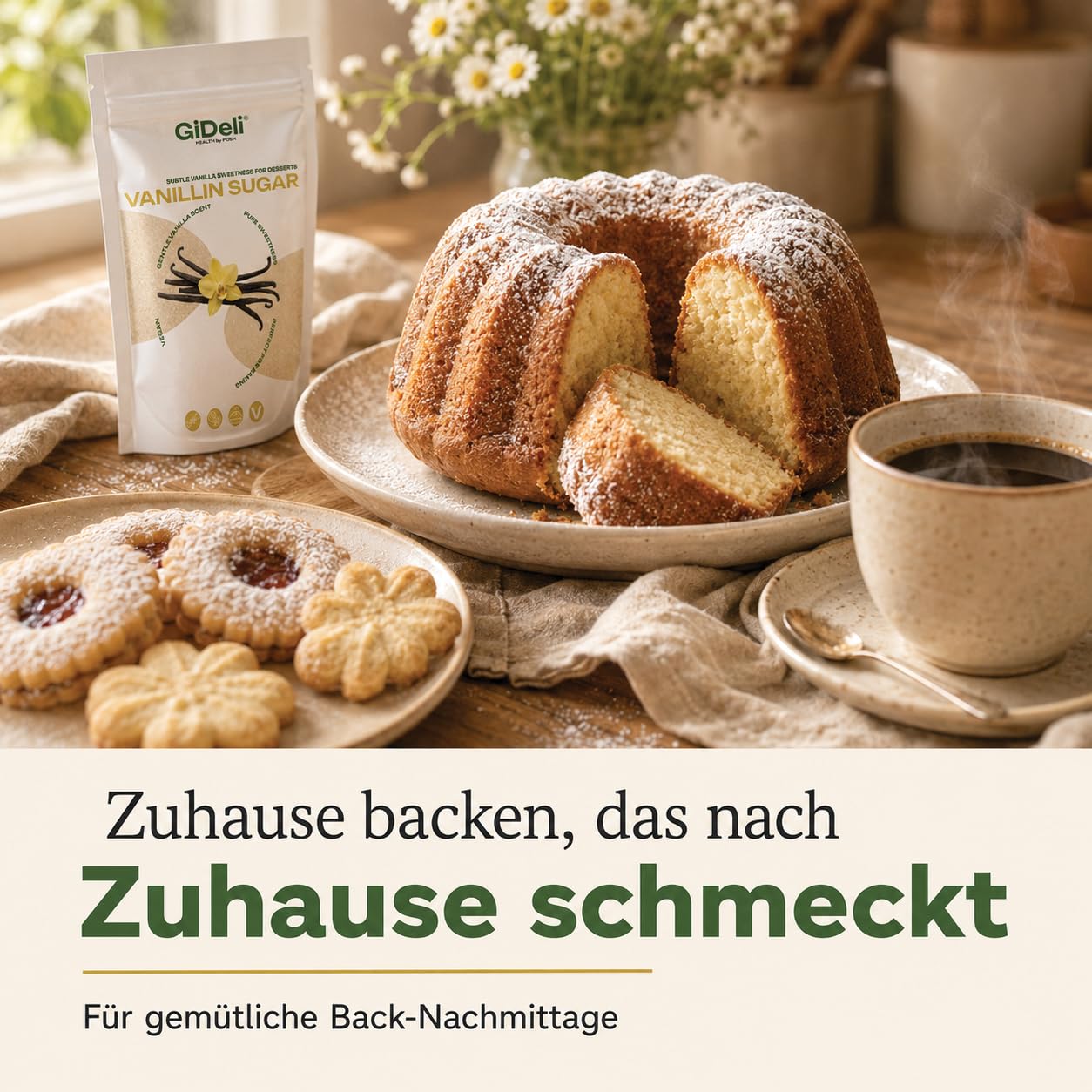 GiDeli Vanillinzucker 3x5kg - Feiner Vanillezucker zum Backen mit zartem Vanille Aroma - Vanillin Zucker für Kuchen, Plätzchen, Desserts, Sahne & Kaffee - Pure Süße - Vegan