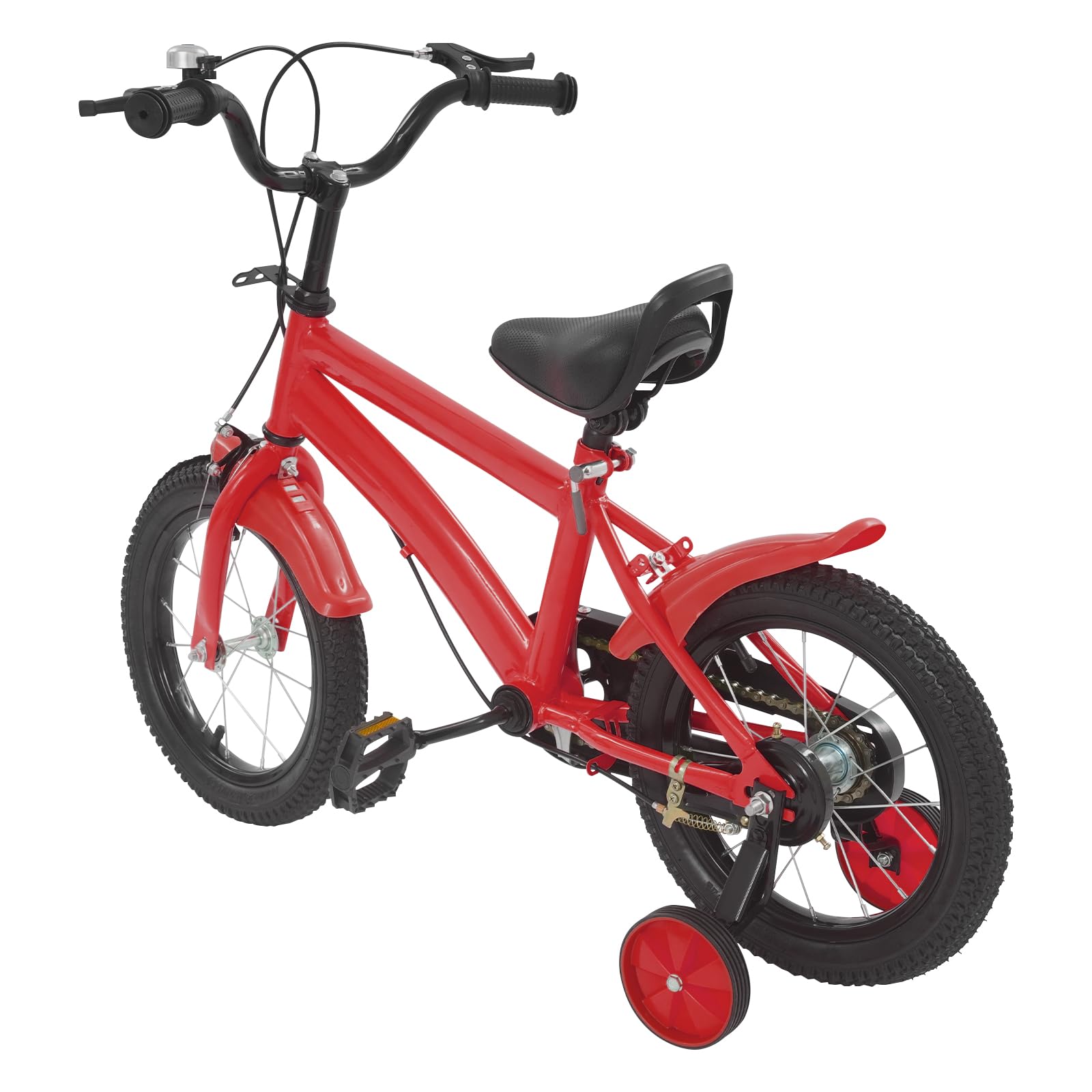 Bicicleta Infantil de 14 Pulgadas a Partir de 3-6 años, Bicicleta Ajustable para niños con Ruedas estabilizadoras, Cubierta de Cadena